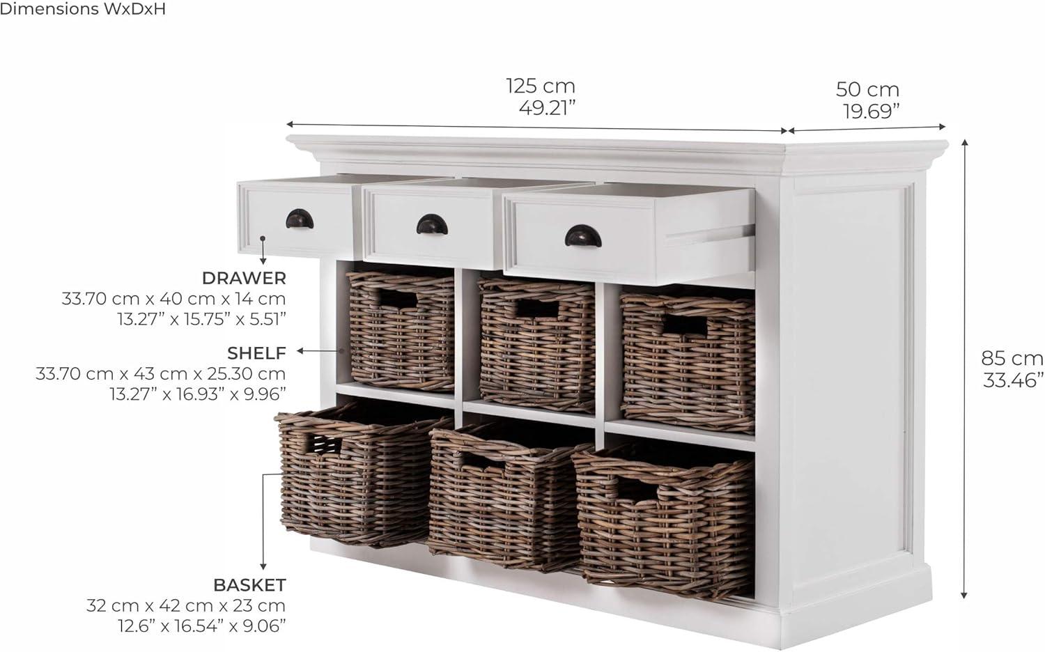 NovaSolo Halifax Buffet with 6 Baskets in Pure White