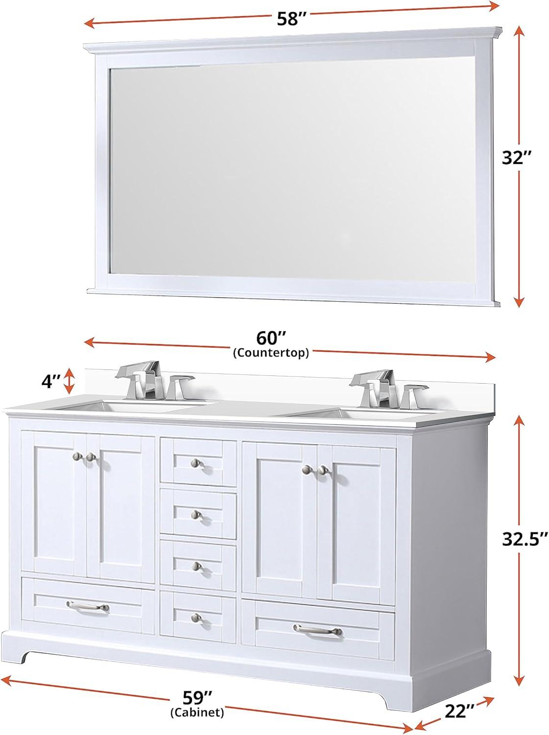 Dukes 60-Inch White Double Bath Vanity with Cultured Marble Top