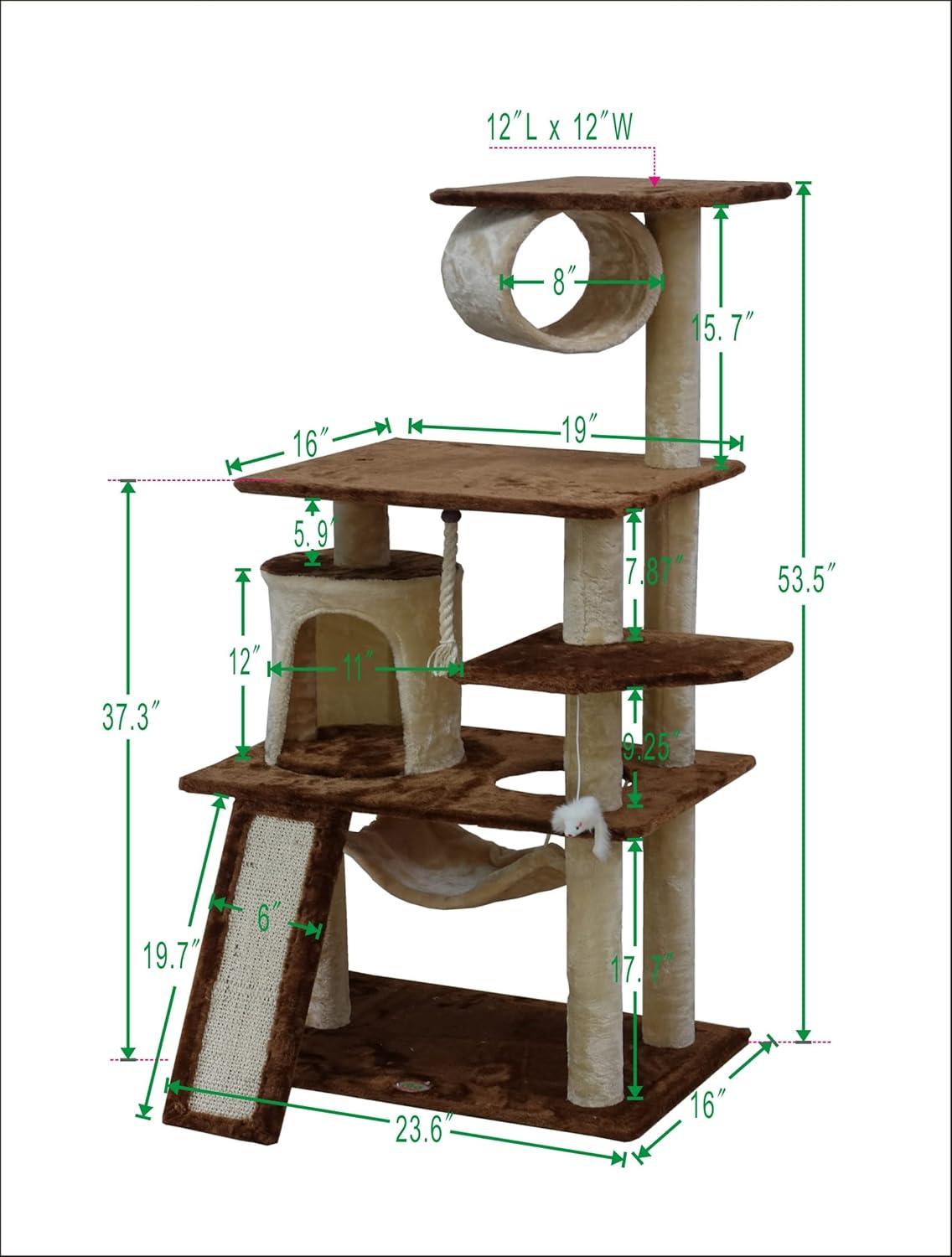 Go Pet Club 53" Kitten Cat Tree Condo with Scratching Board F711