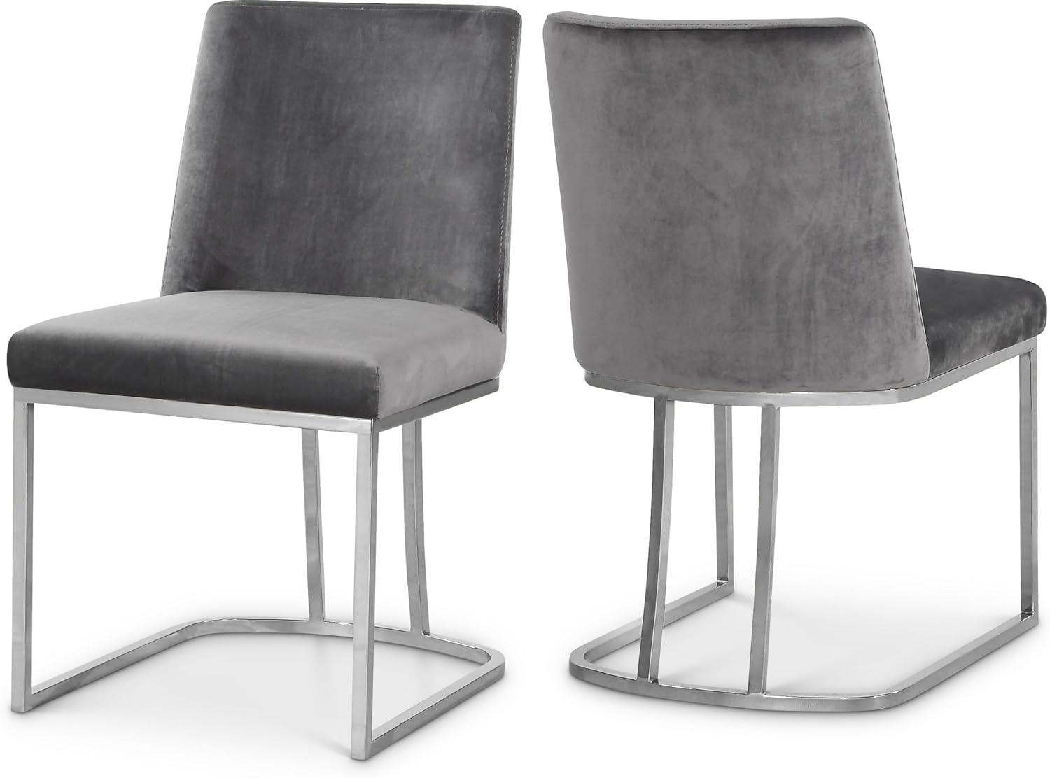 Meridian Furniture Heidi Gray Velvet Dining Chair (Set of 2)