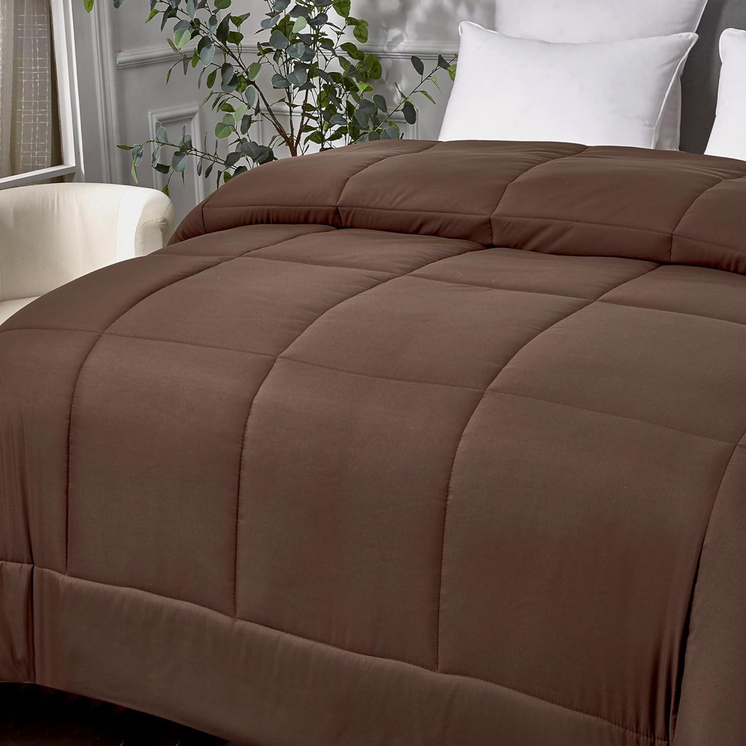 Blue Ridge Home Fashions Micro Fiber Down Alternative Comforter - Twin 68x88" Chocolate to Khaki