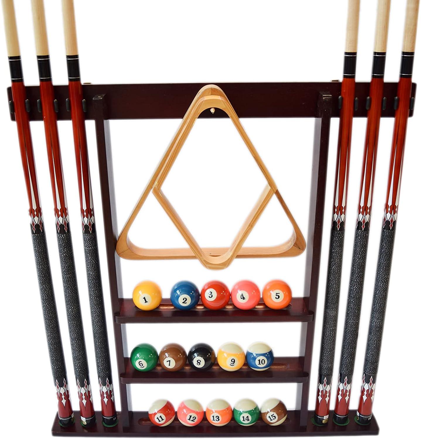 6 Pool Cue Rack - Billiard Stick Wall Rack Billiards Pool Cue Rack, (Multiple Colors Available)