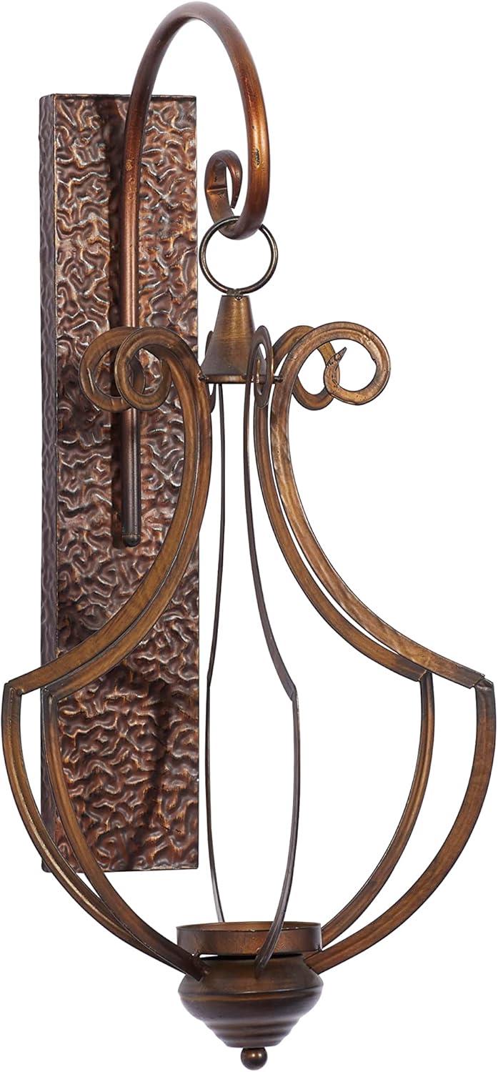 Co-t Bronze Iron Wall Sconce With Textured Finish And Glass Globe For Elegant Candle Display