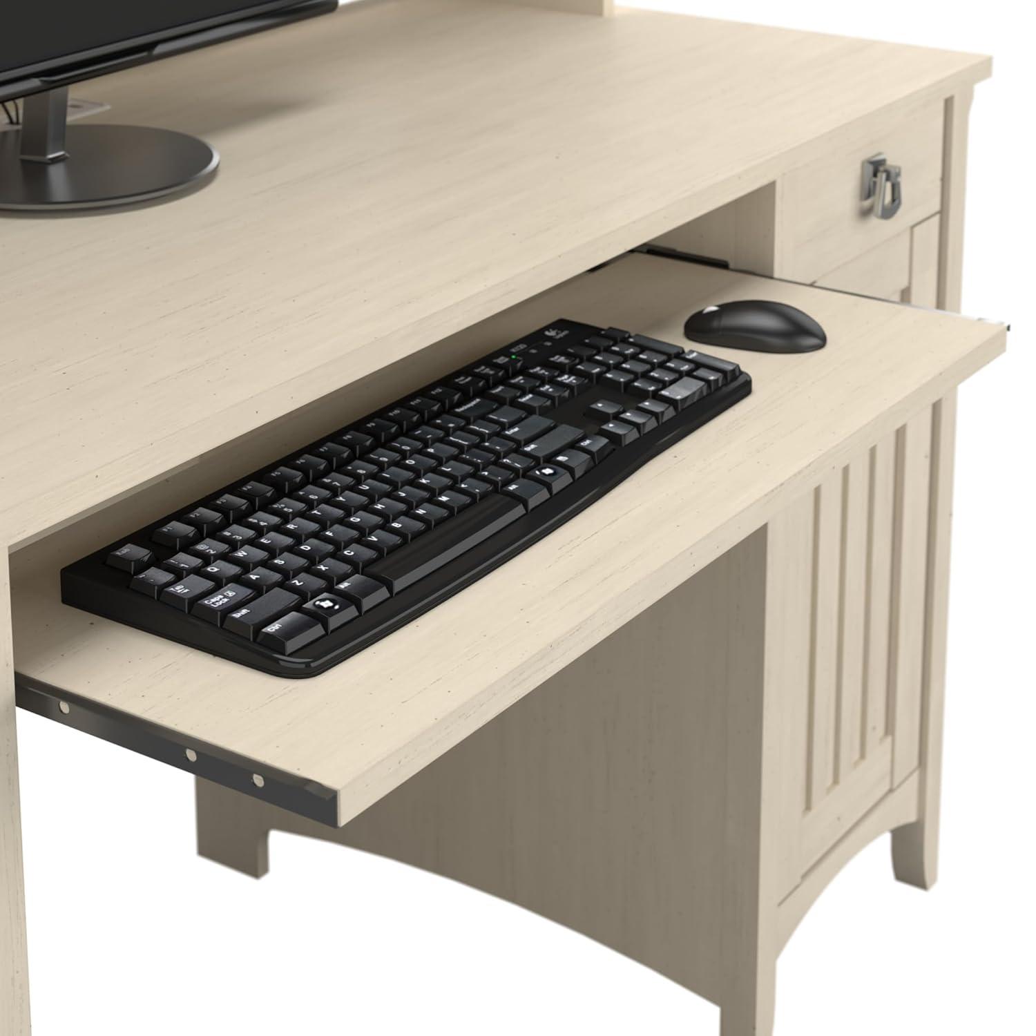 Bush Furniture Salinas 48” Computer Desk & Hutch with Storage, Antique White