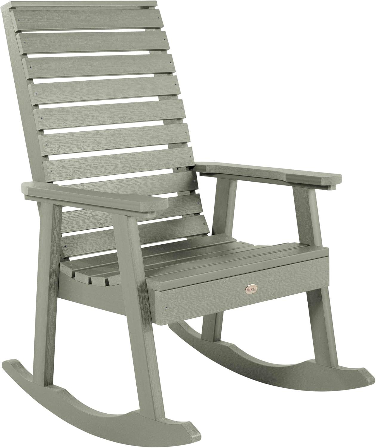 Weatherly Gray Eucalyptus Outdoor Rocking Chair with Arms