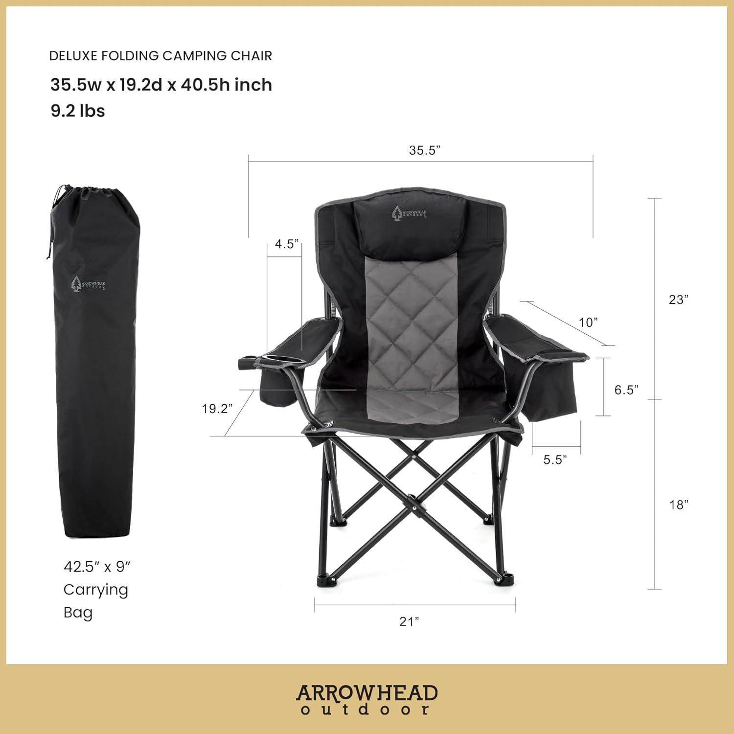 ARROWHEAD Outdoor Folding Camping Chair with Cushions