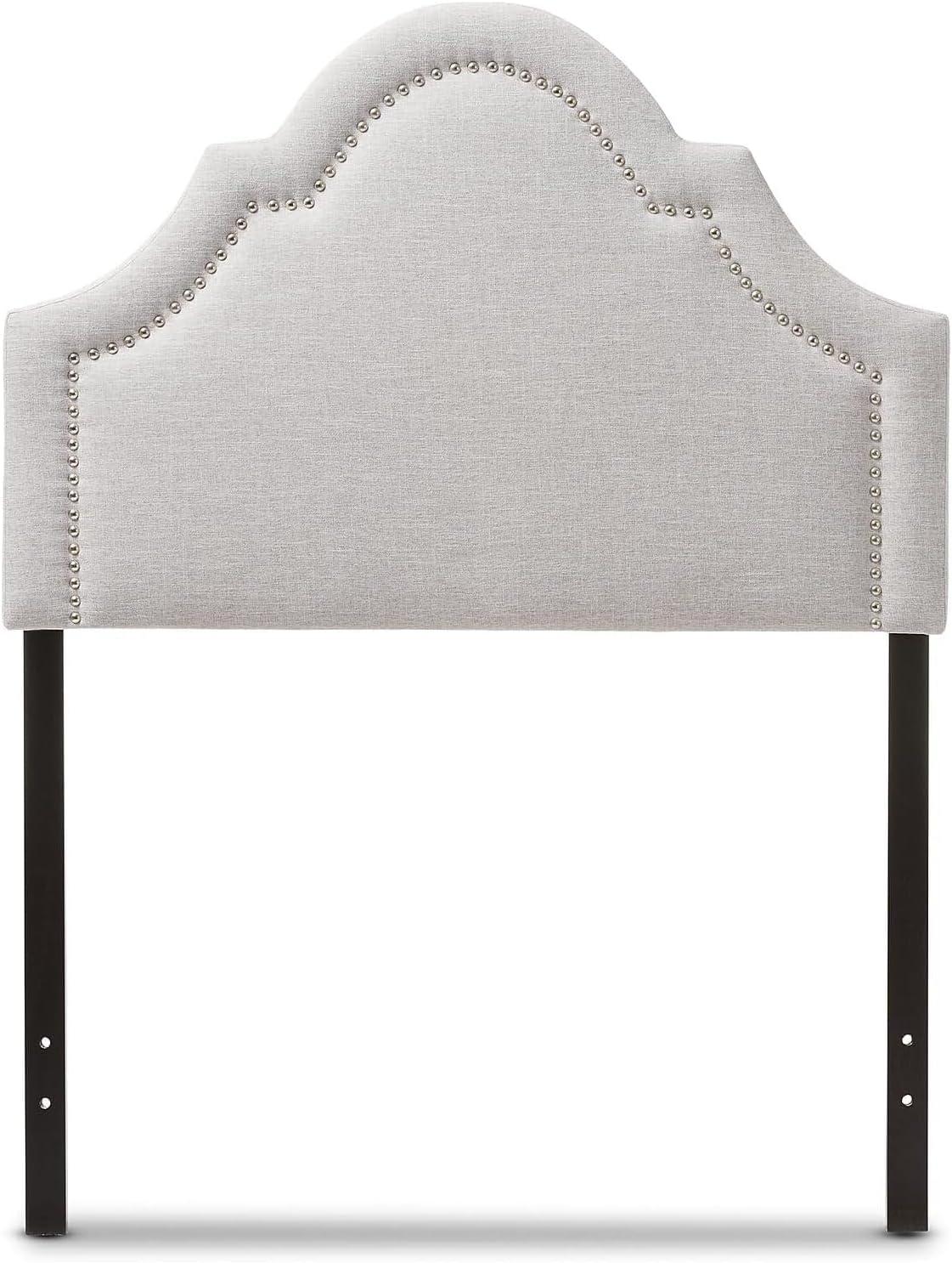 Twin Rita Modern And Contemporary Fabric Upholstered Headboard Grayish Beige - Baxton Studio: Silver Nailhead Trim, Rubberwood Frame