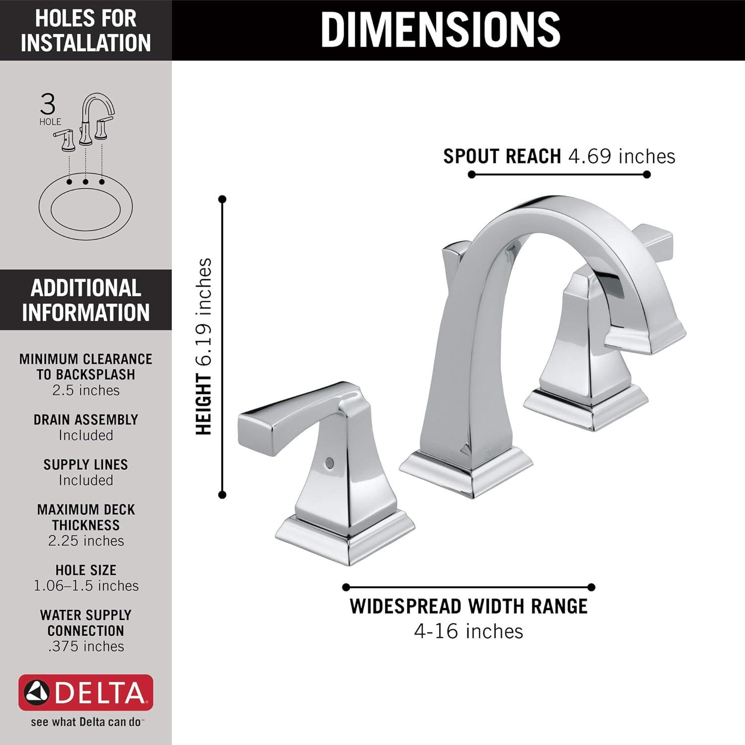 Dryden Widespread Bathroom Faucet 3 Hole, 2-handle Bathroom Sink Faucet with Drain Assembly