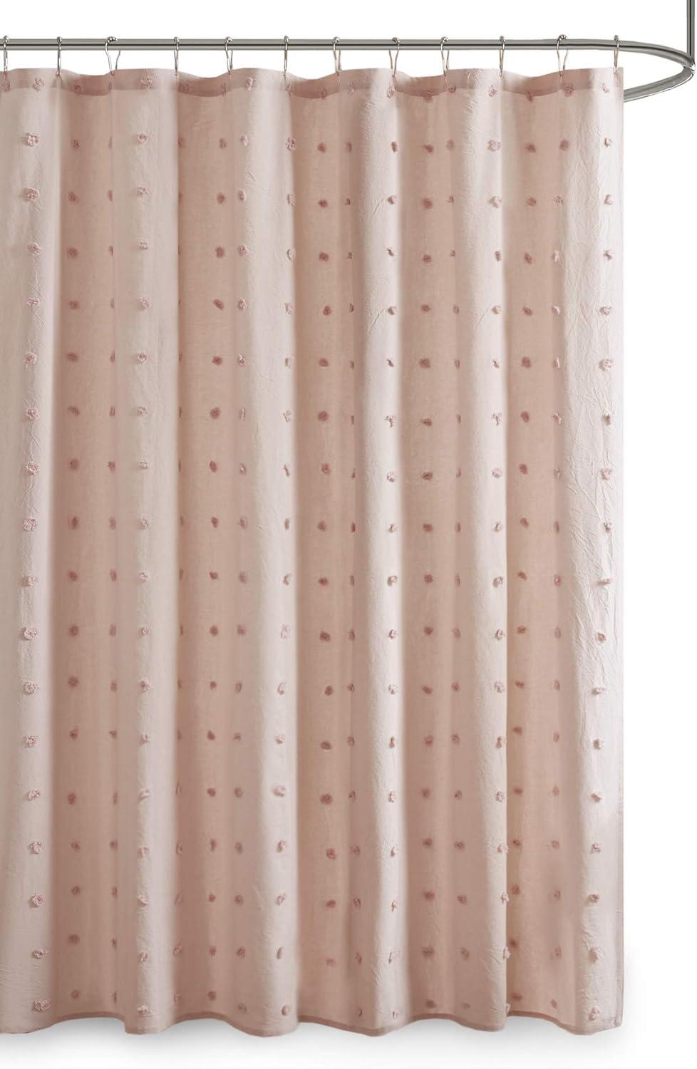 Home Essence Apartment Kay Cotton Yarn Dyed Jacquard Pom Pom Shower Curtain