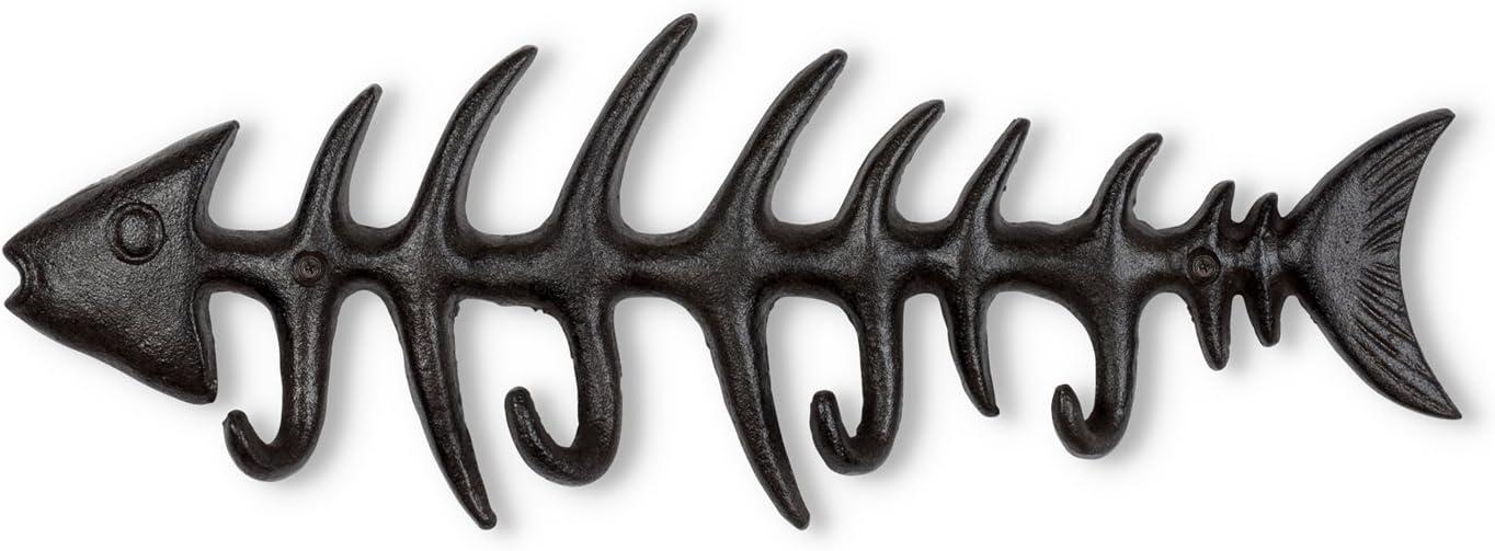 Abbott Collection AB-27-IRONAGE-235 13.5 in. Fish Bone Wall Hook, Dark Brown - Small