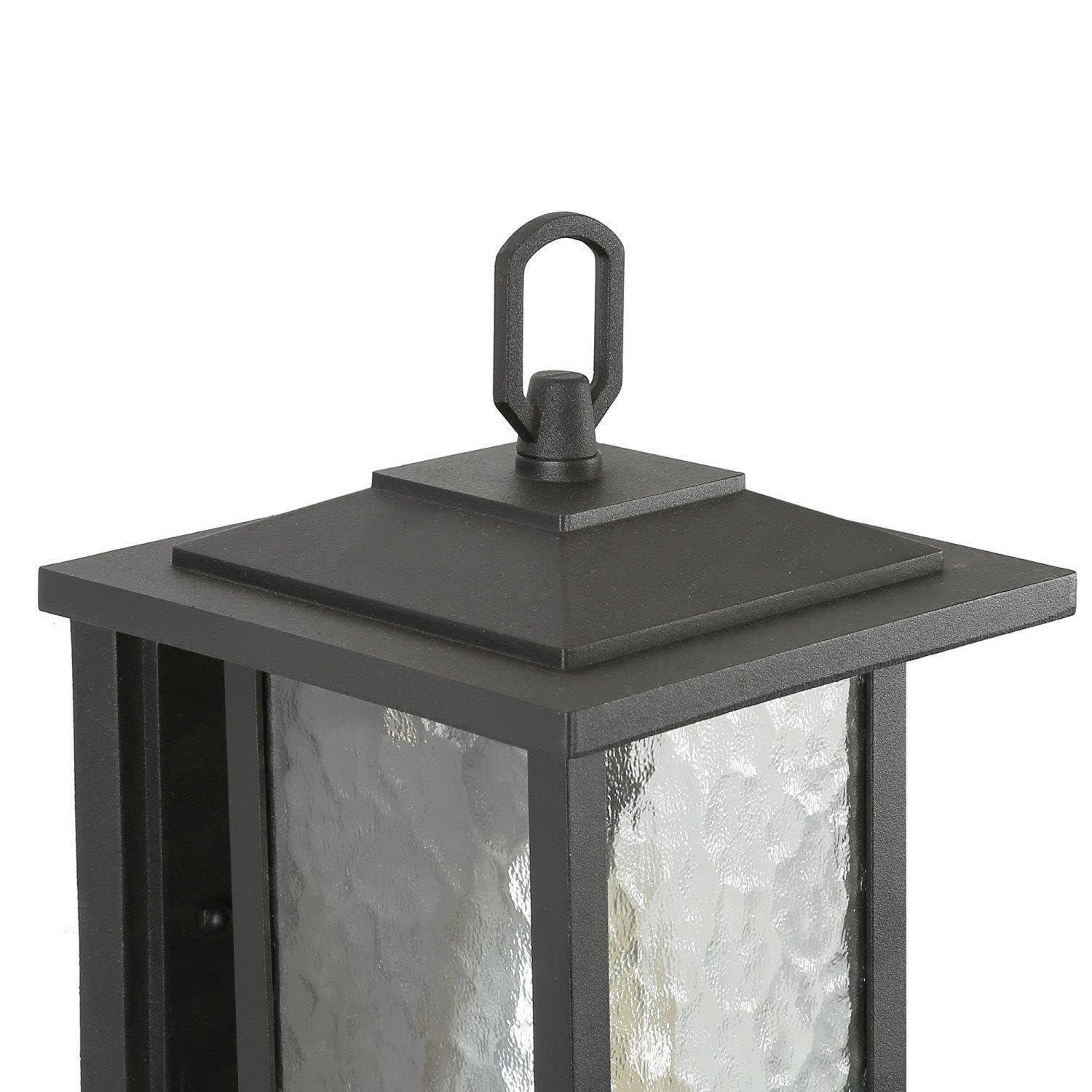 LOG BARN Black Outdoor Wall Light Fixture, Modern Farmhouse Rectangular Porch Lights Outdoor Wall Mount with Water Ripple Glass, Waterproof Outside Exterior Sconce Lights for House, Front Door, Garage