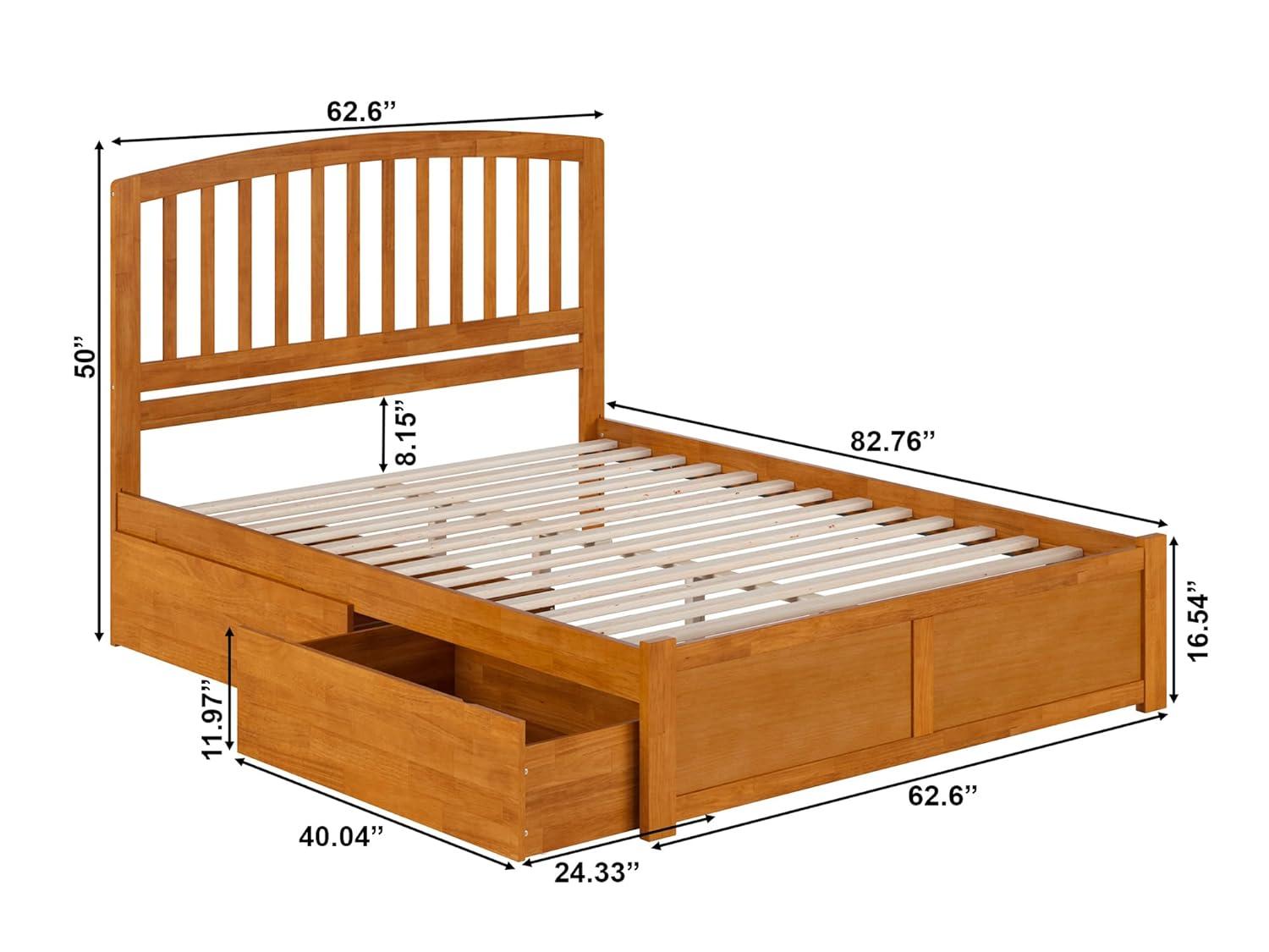 Solid Wood Platform Storage Bed