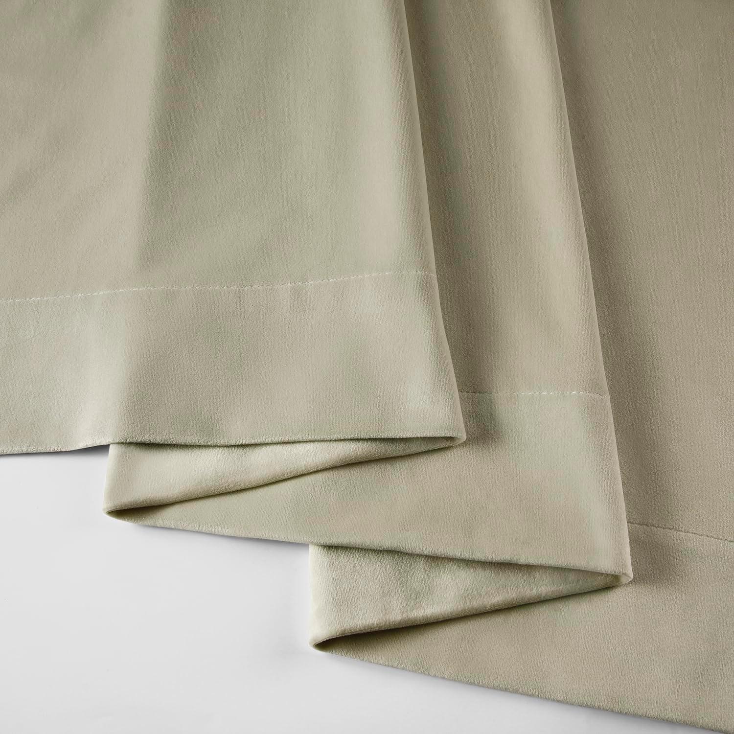Exclusive Fabrics  Signature Pleated Blackout Velvet Curtain (1 Panel) Cool Beige 25 X 84 84 Inches