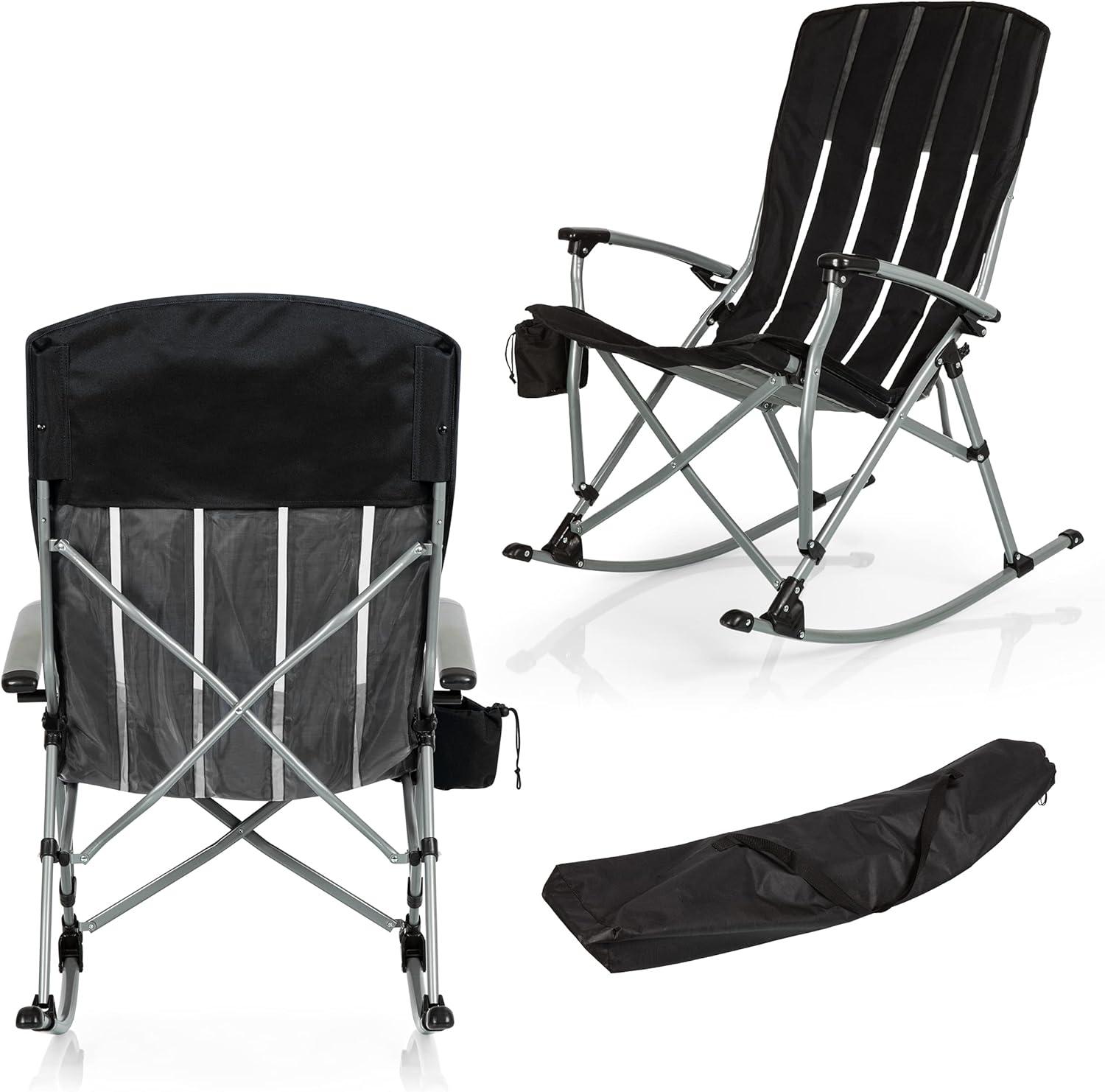 Picnic Time Outdoor Rocking Camp Chair - Navy Blue