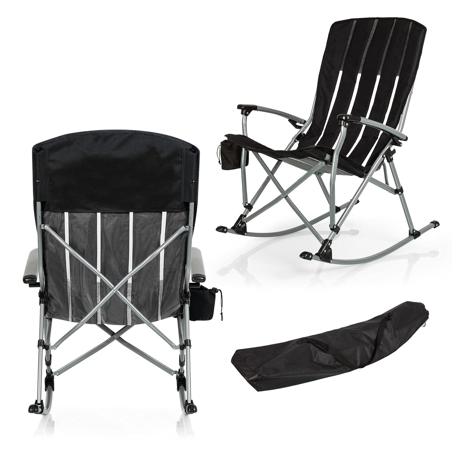 Picnic Time Outdoor Rocking Camp Chair - Navy Blue
