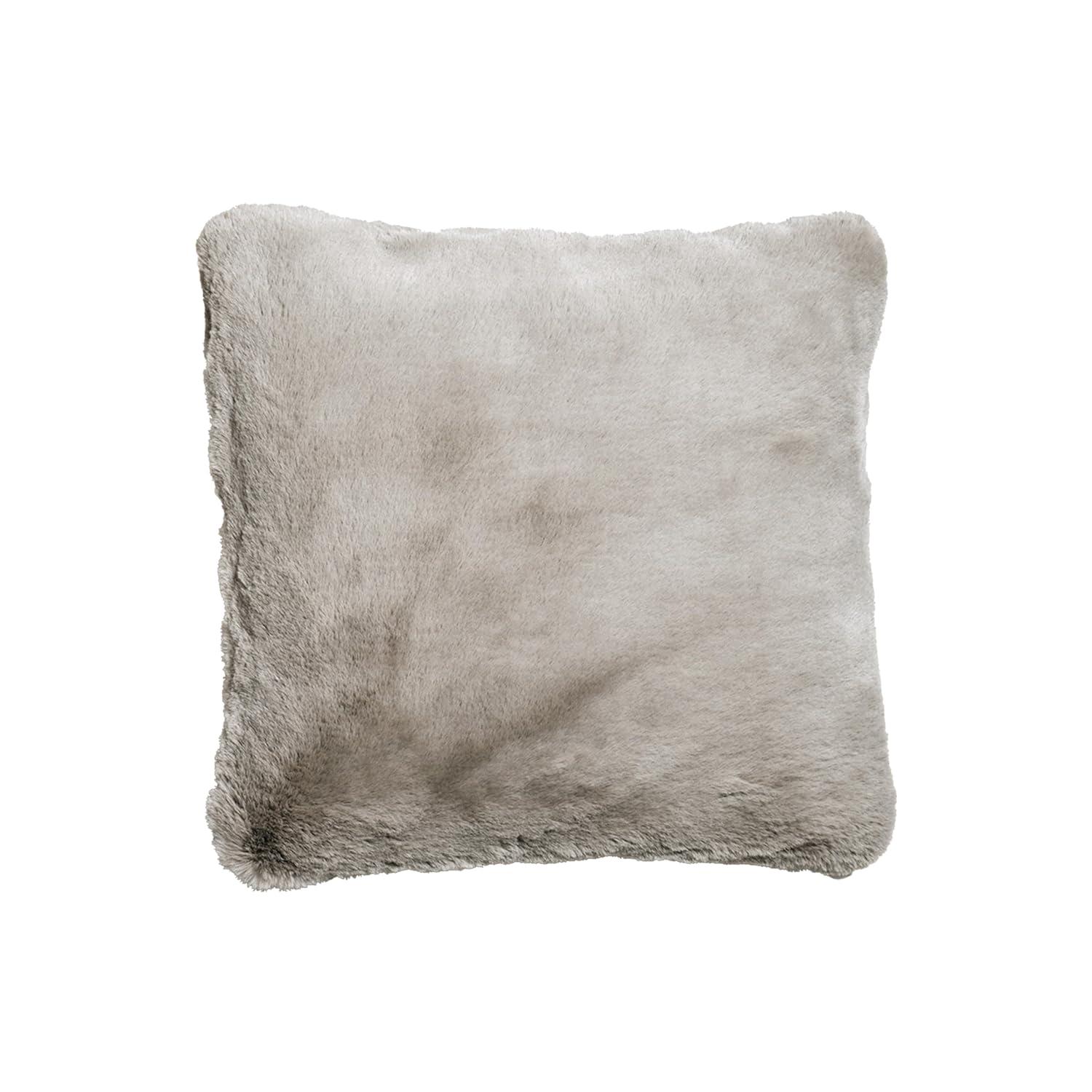 Greige Faux Fur Square Throw Pillow with Polyester Fill