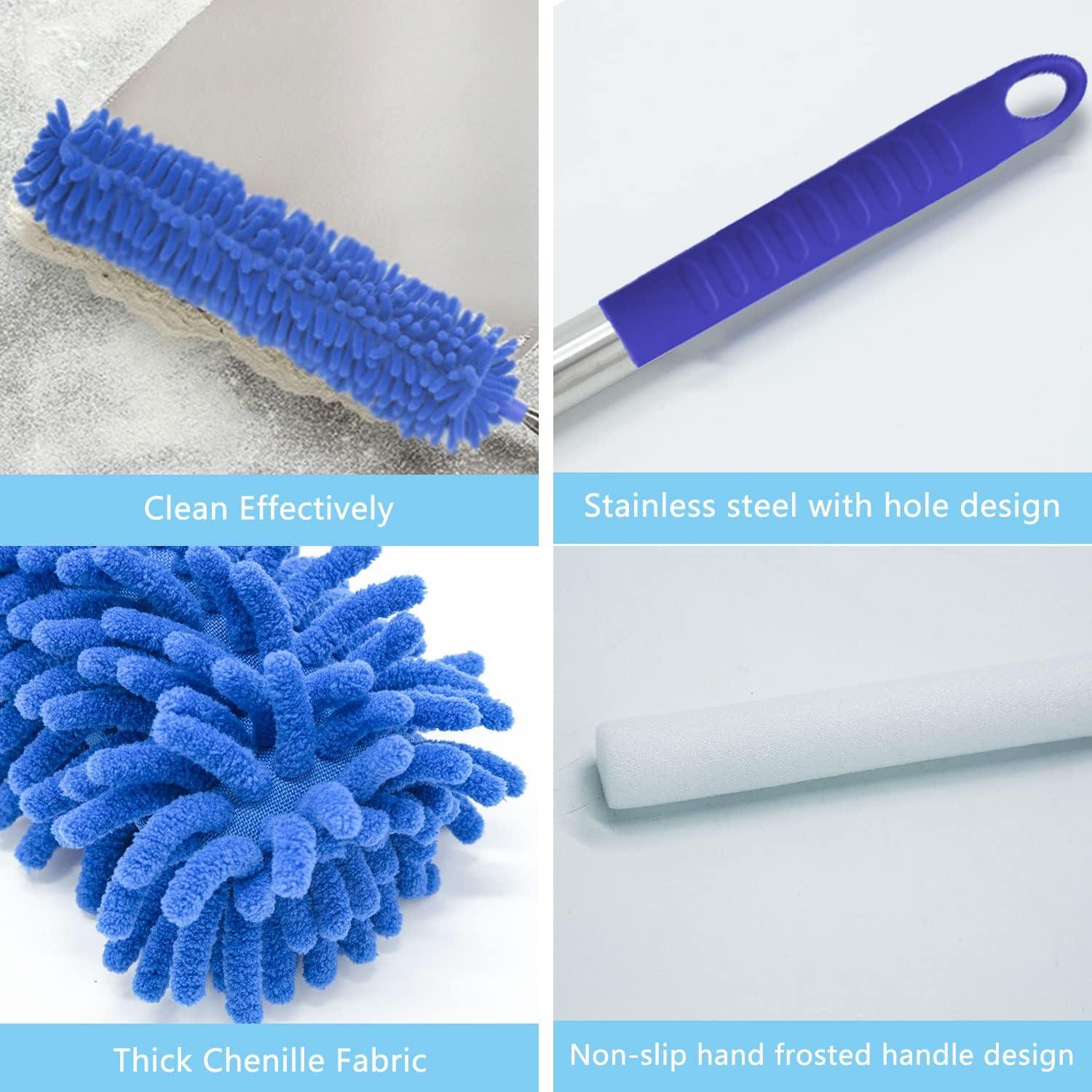 Blue Microfiber Duster Set with Telescopic Handle