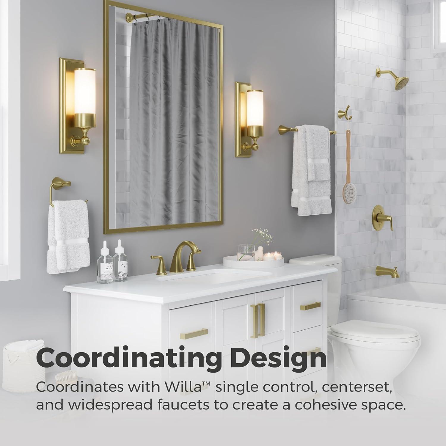 Willa Wall Mount Double Post Toilet Paper Holder in Brushed Gold