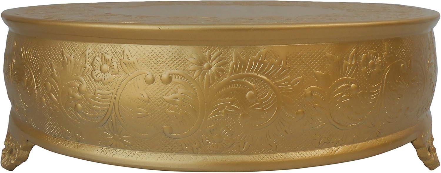Efavormart 18 inch Gold Round Embossed Metal Cake Plateau Stand Riser Wedding Birthday Party Dessert Cake Pedestal Display Plate