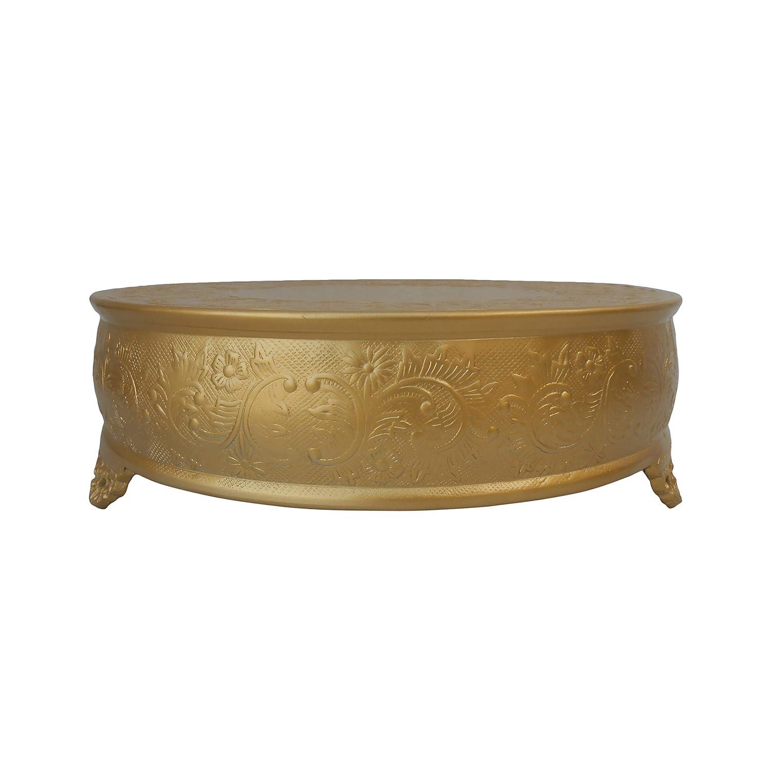 Efavormart 18 inch Gold Round Embossed Metal Cake Plateau Stand Riser Wedding Birthday Party Dessert Cake Pedestal Display Plate