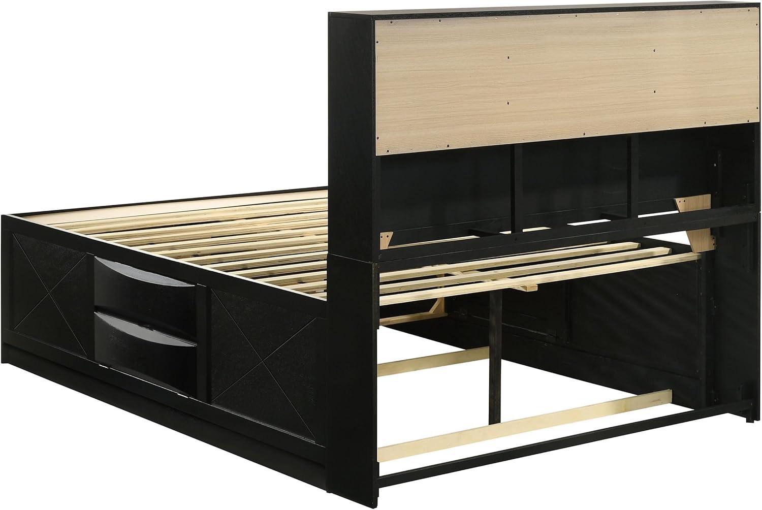 Briana Storage Bedroom Set with Bookcase Headboard Black
