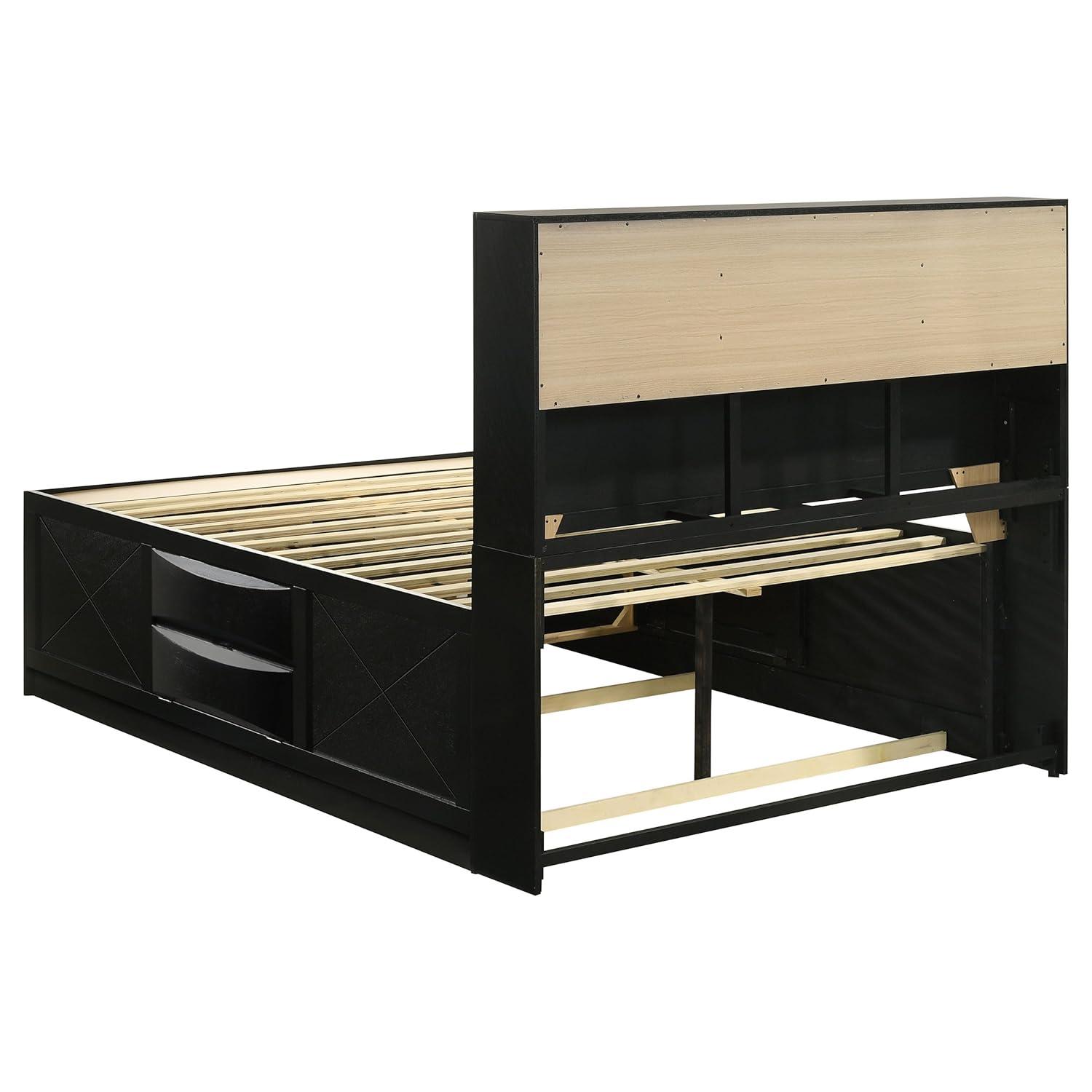 Briana Storage Bedroom Set with Bookcase Headboard Black