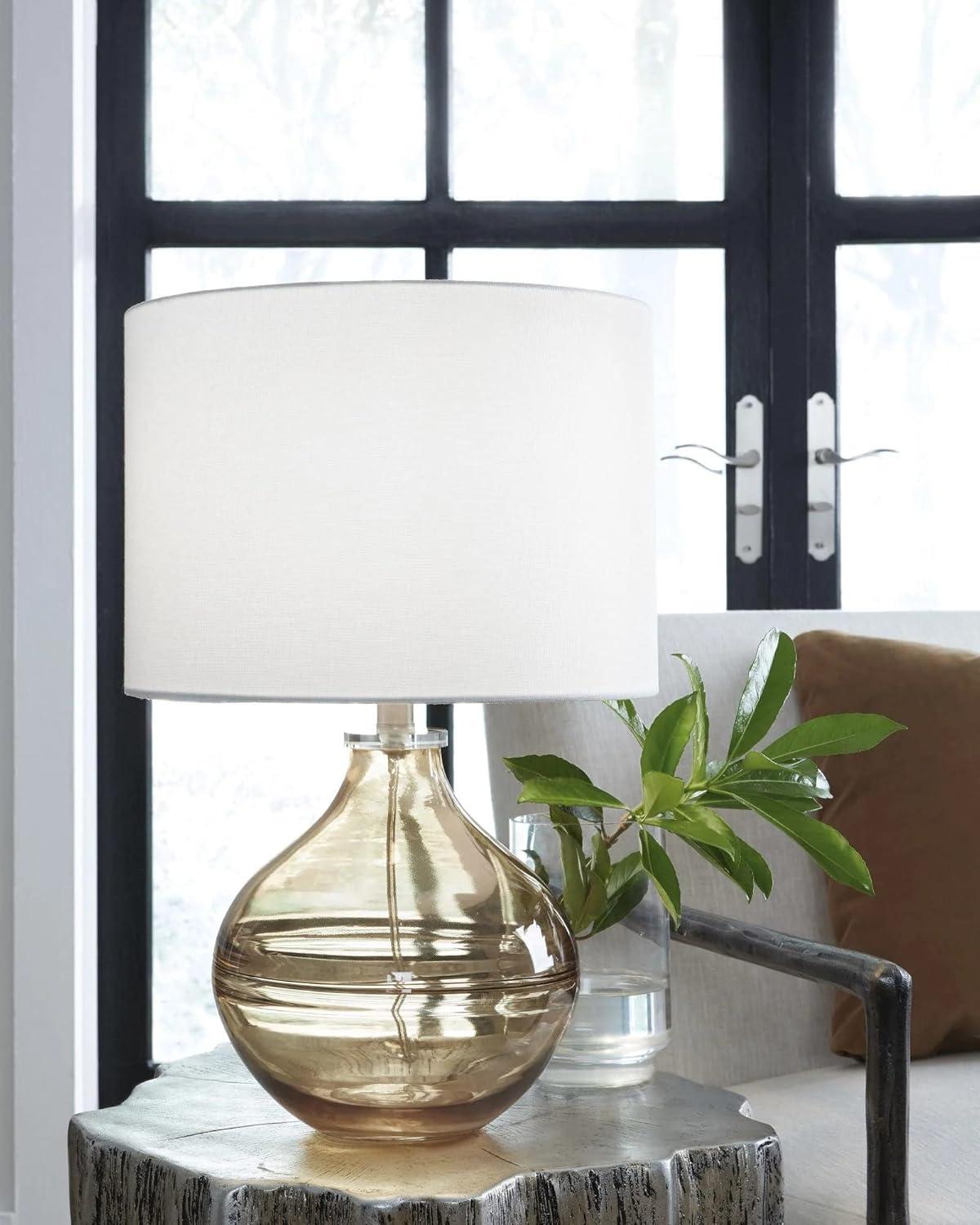 Signature Design by Ashley Lemmitt Table Lamp: Crystal Accents, Drum Shade, UL Listed