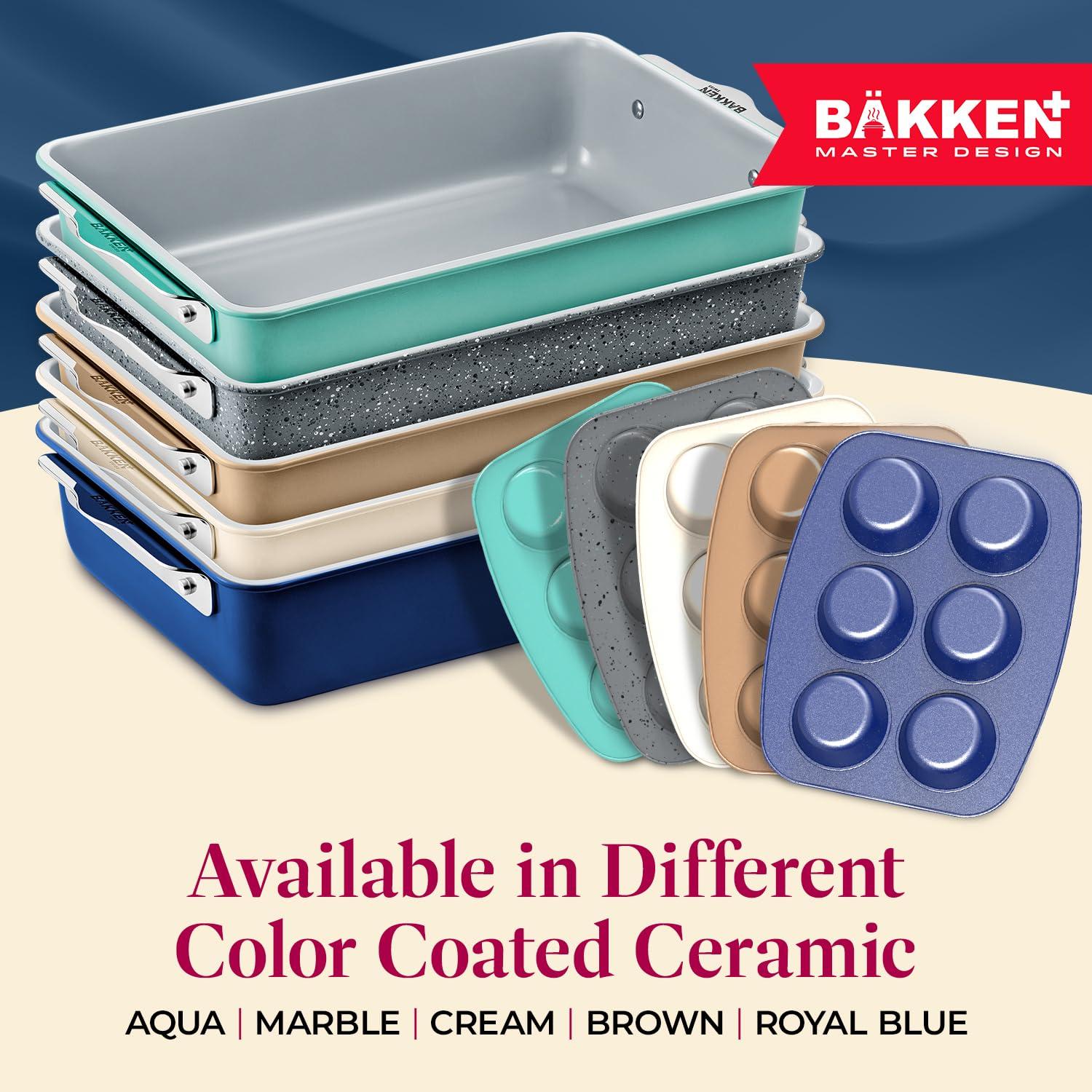 Bakken Swiss 8-Piece Stackable Bakeware Set - Ceramic Non-Stick Coating - GOLD