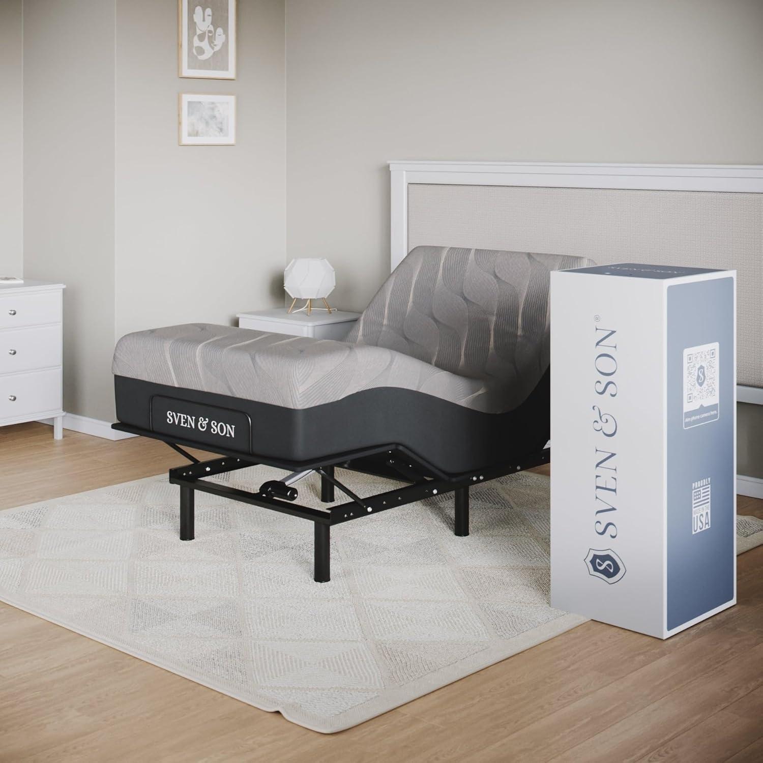 Sven & Son Essential Adjustable Bed Base (Frame) + 12 in Memory Foam Matt (Medium), Easy Assembly, Head and Foot Lift, Memory Positions, Zero Gravity, Wireless Remote - Twin XL