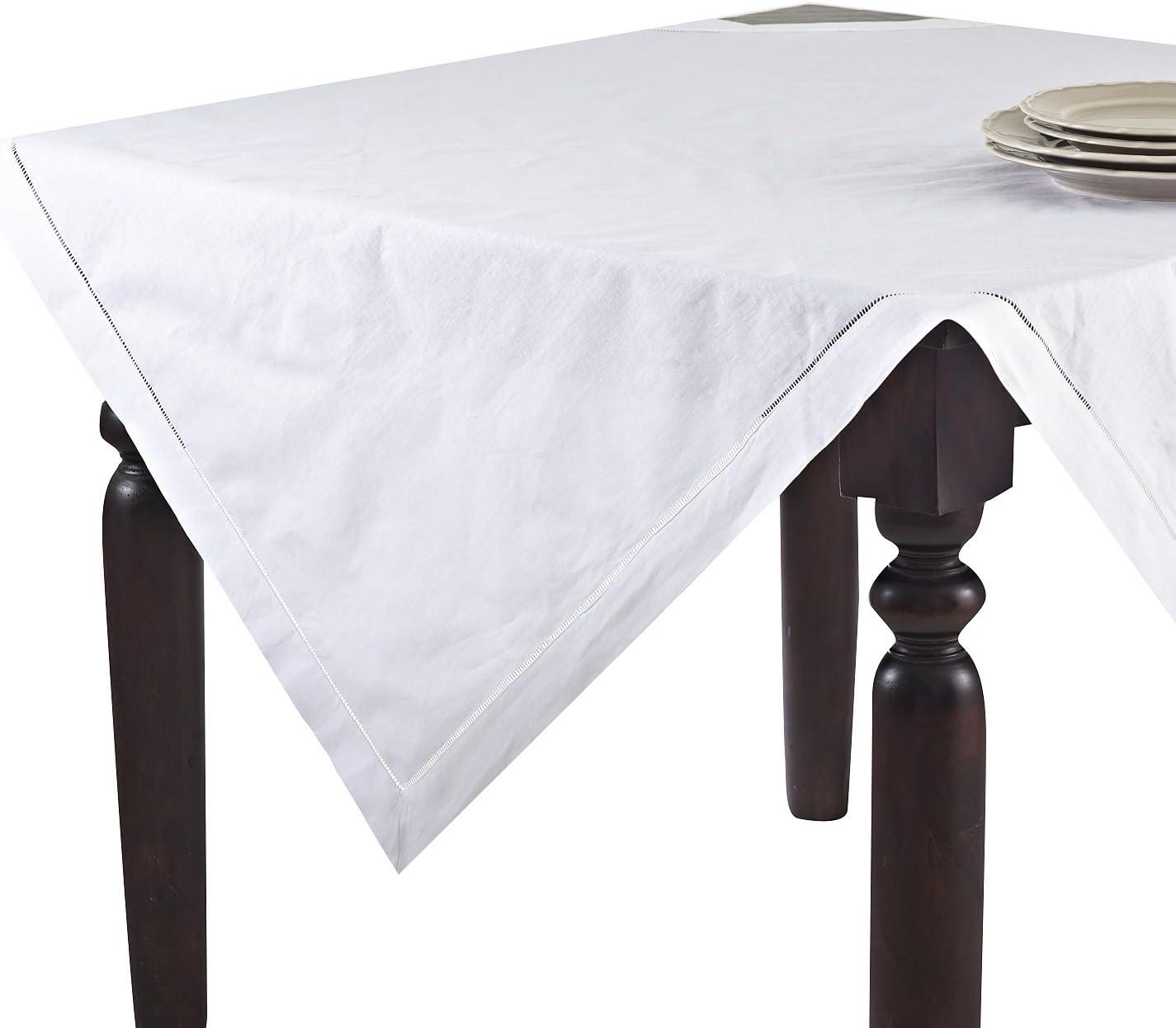 Saro Lifestyle Hemstitched Tablecloth, White, 45" x 45"