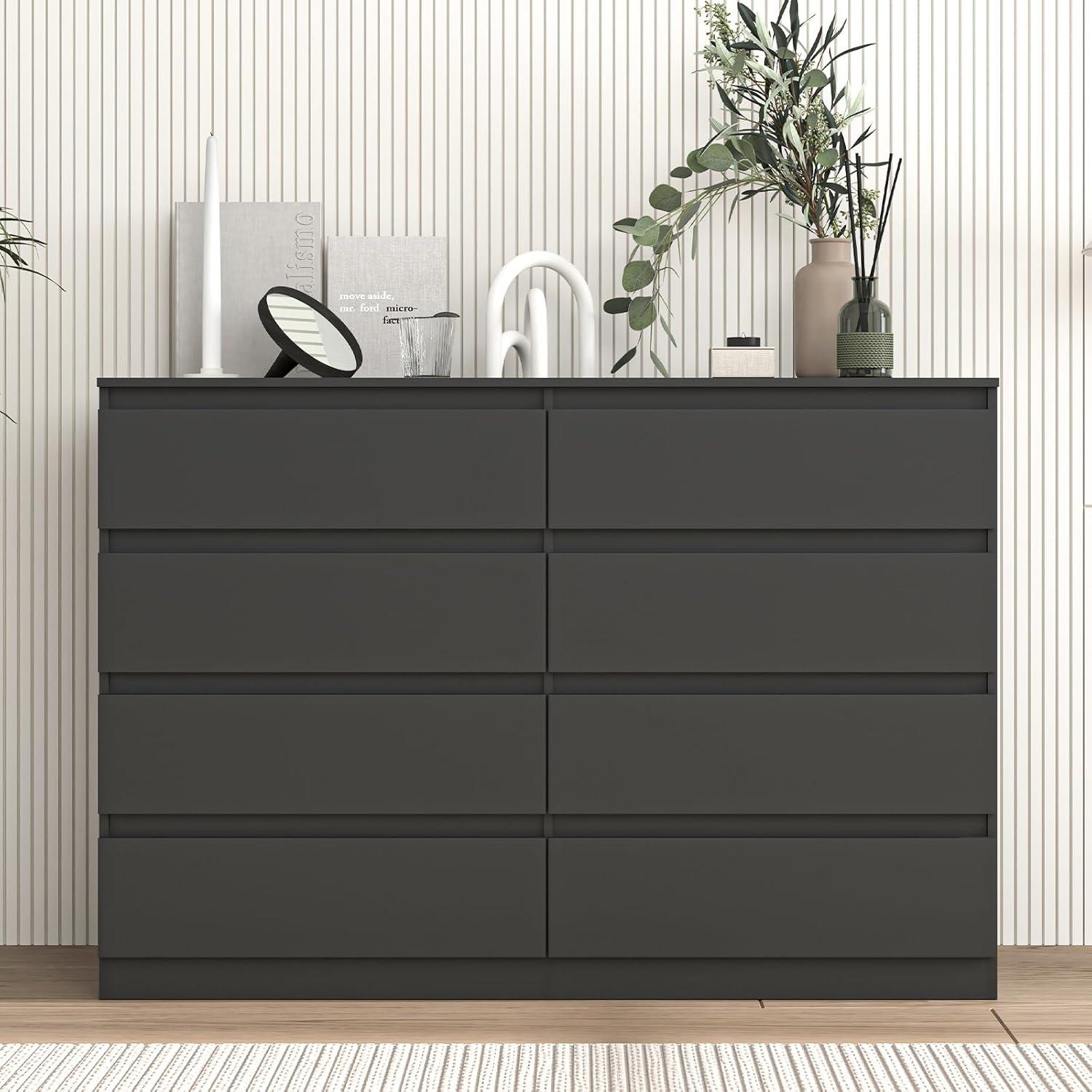 Hommoo 6 Drawer Double Dresser for Bedroom Black