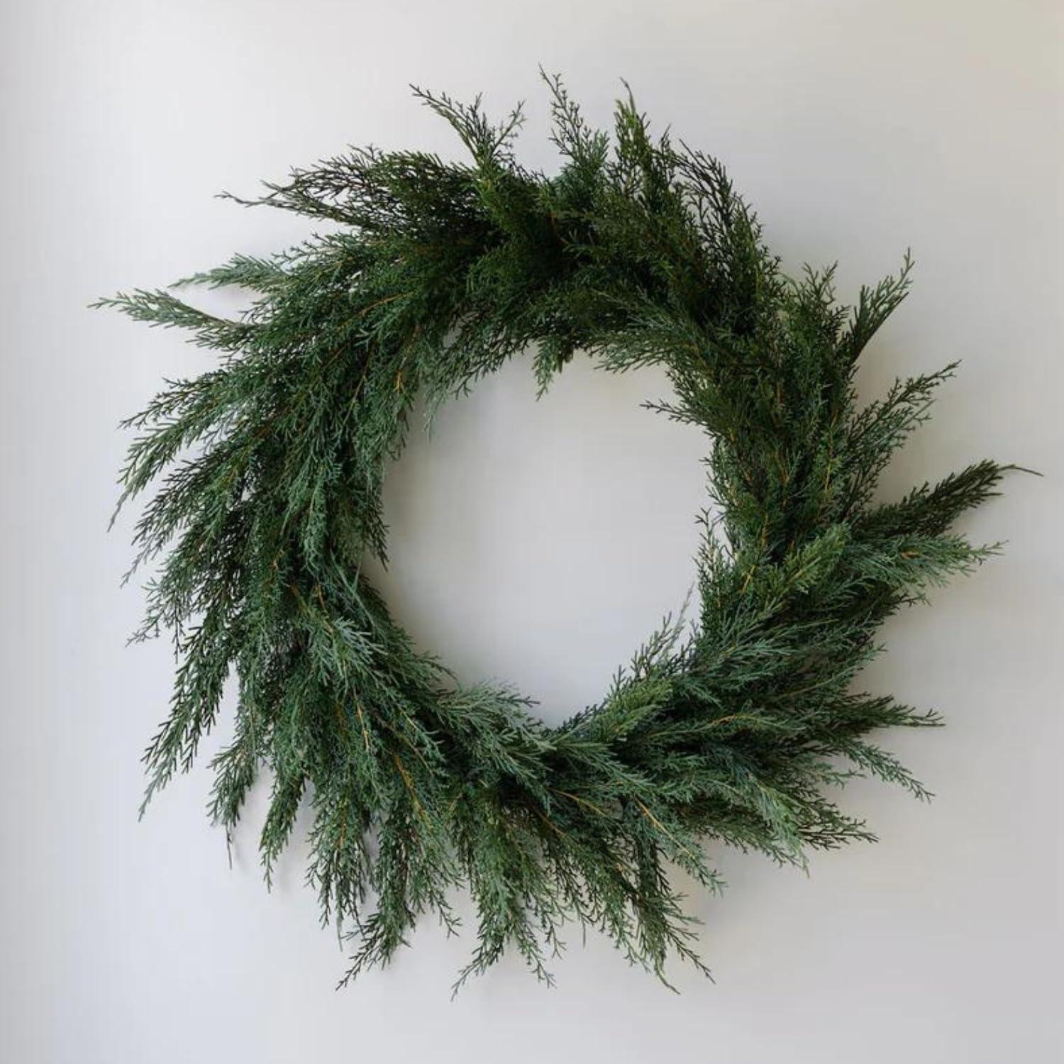 Large 30" Artificial Cedar Christmas Wreath for Indoor and Outdoor