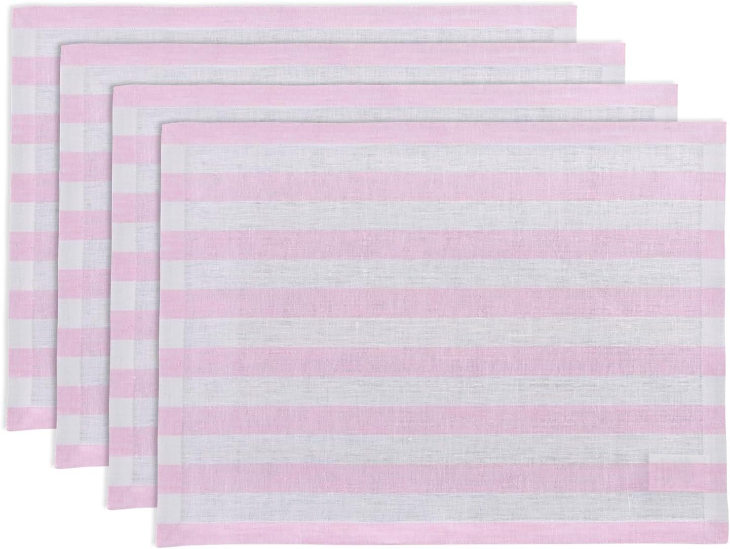 Solino Home Sorrento Stripe - 100% Pure Linen Placemats (Set of 4)