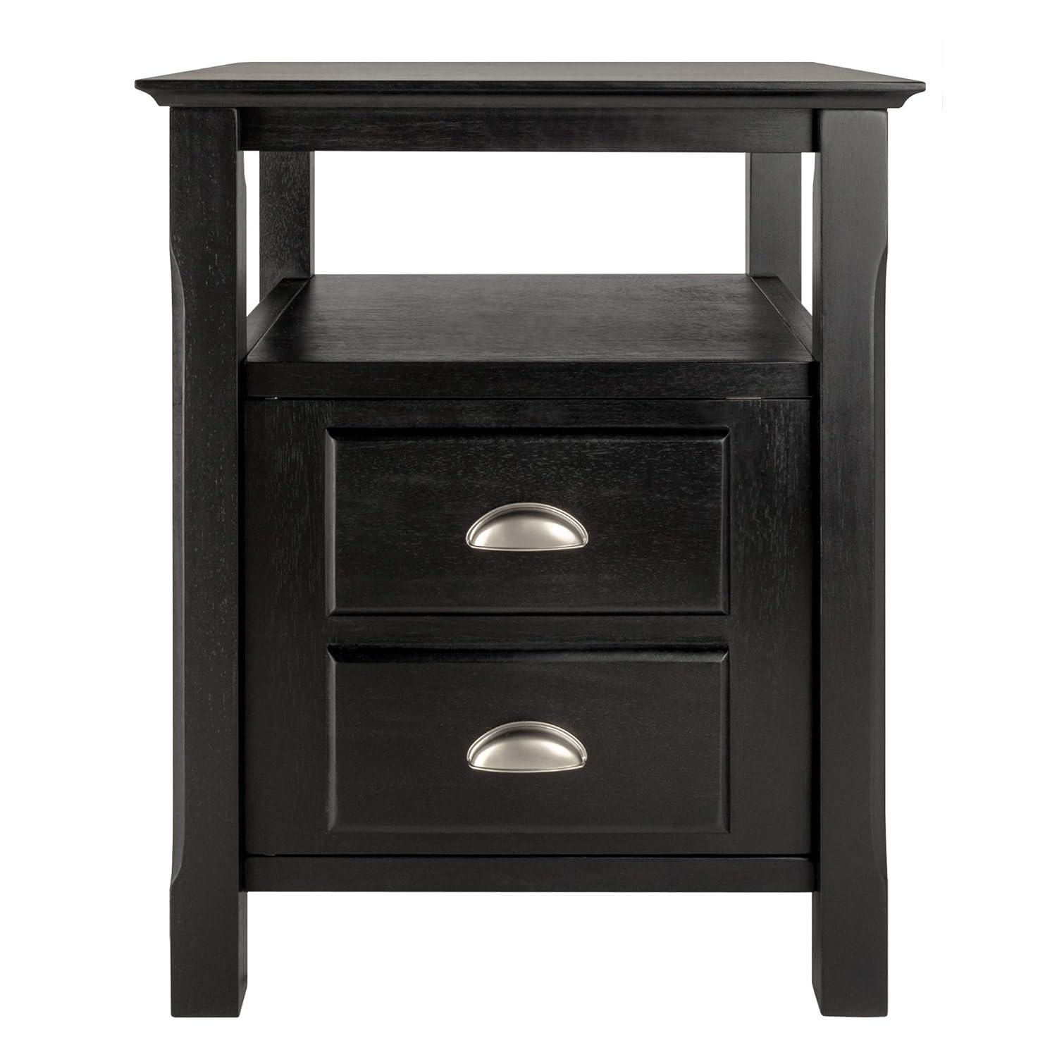 Timber Nightstand Black - Winsome: 2-Shelf Cabinet, Open Storage, Bedroom Furniture