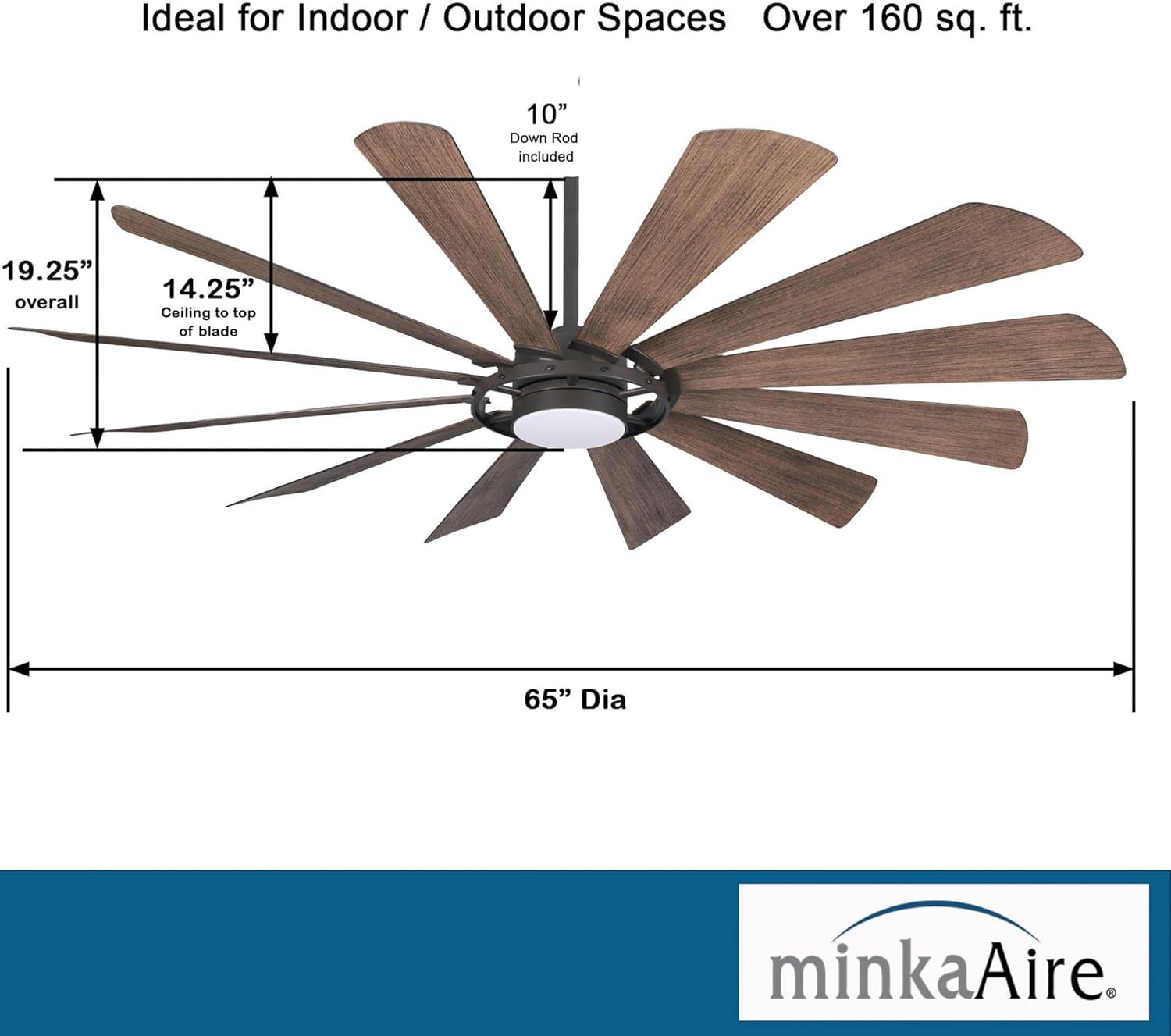 65" Minka Aire Farmhouse Indoor Ceiling Fan with Dimmable LED Light Oil Rubbed Bronze for Living Room Kitchen Bedroom Family House