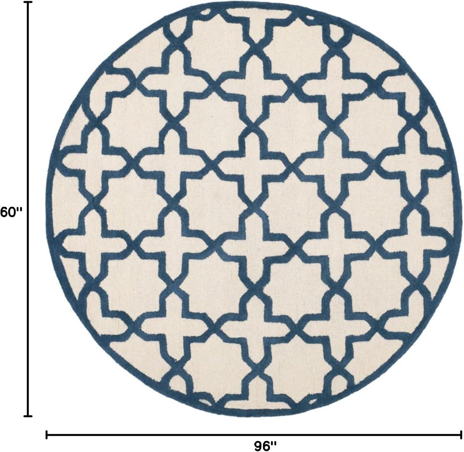 SAFAVIEH Cambridge Liz Geometric Wool Area Rug, Ivory/Light Blue, 5' x 8'