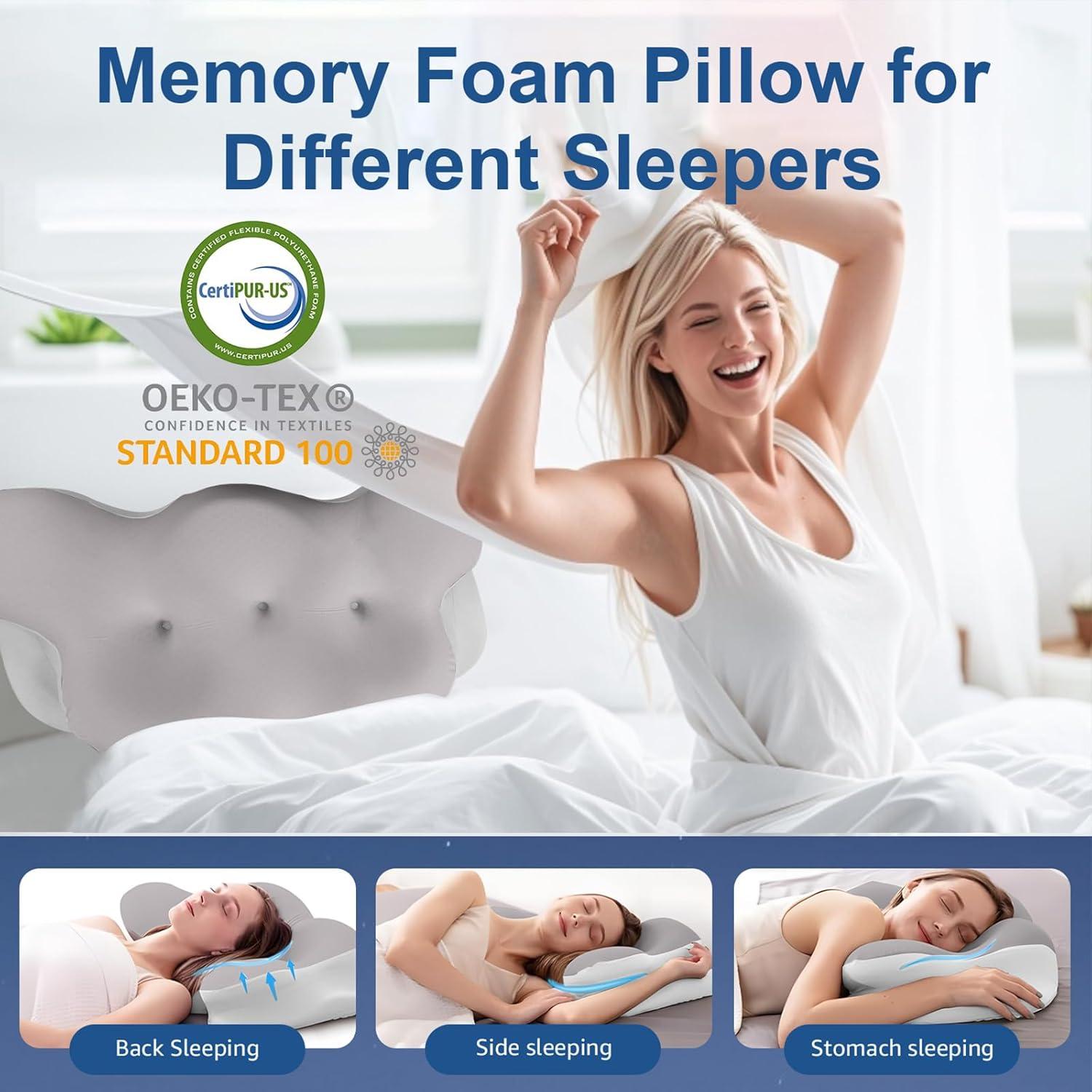 QUALITY FLOORING INC. Cervical Pillow, Pillow For Neck And Shoulder Pain Relief, Contour Pillow, Cervical Pillow, Pillow For Neck Pain Relief, Adult Side Sleeper Pillow, Ergonomic Pillow, Memory Foam Pillow
