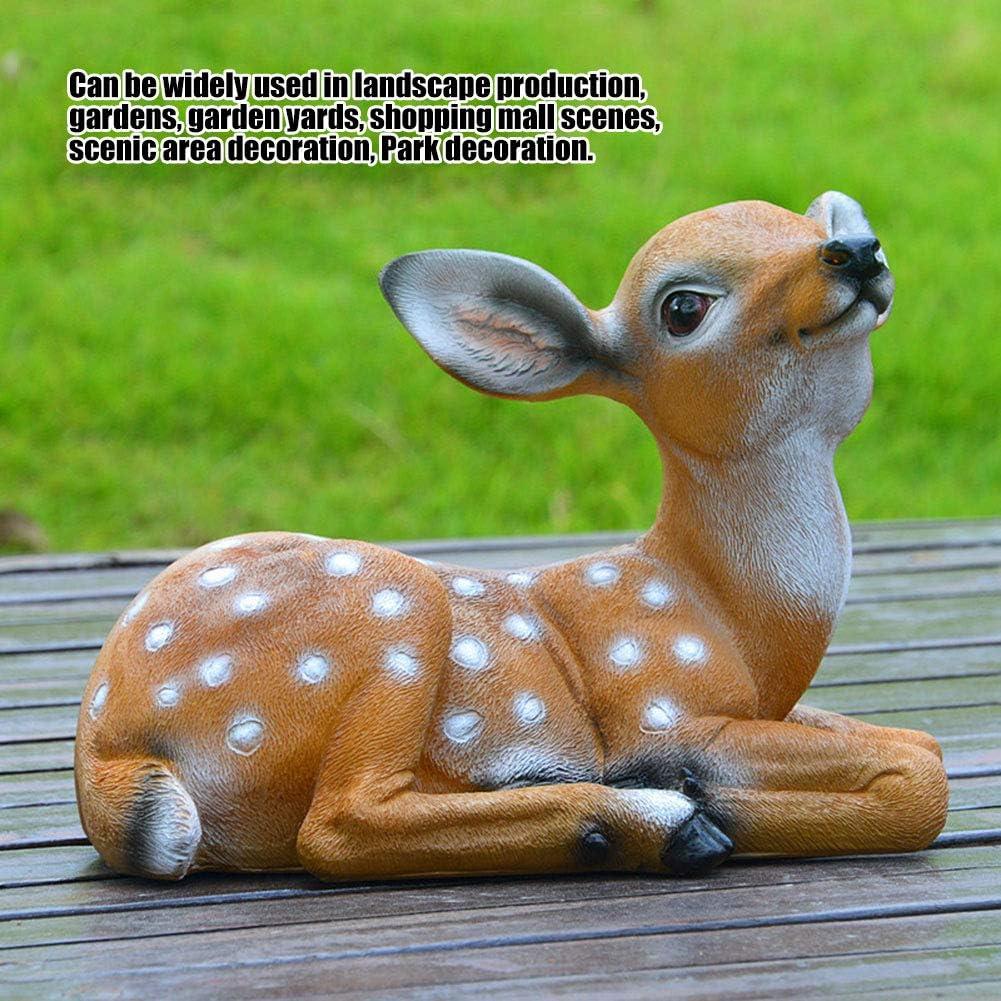 Deer Statue, 2Pcs Deer Figurine, Synthetic Garden Sculpture Garden Statue Waterproof and Sunscreen Community Patio for Garden