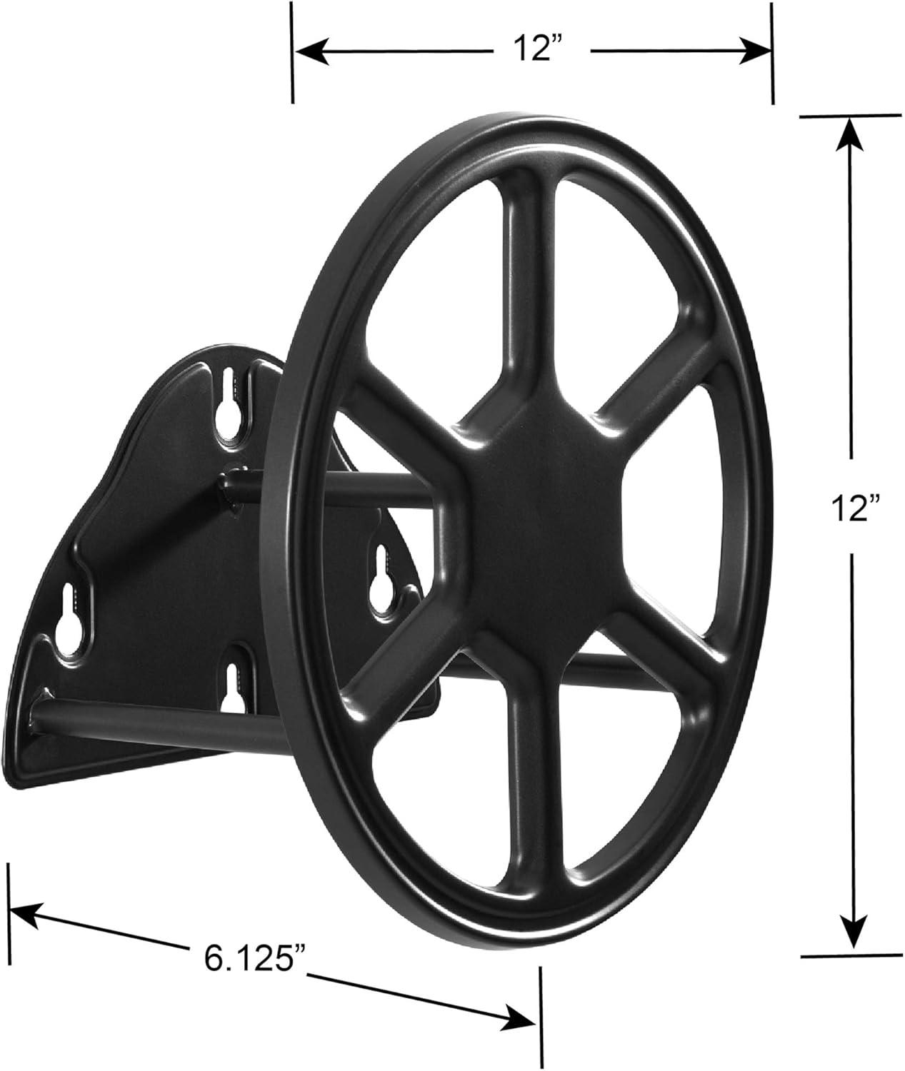 Black Steel Wall Mounted Garden Hose Reel Holder