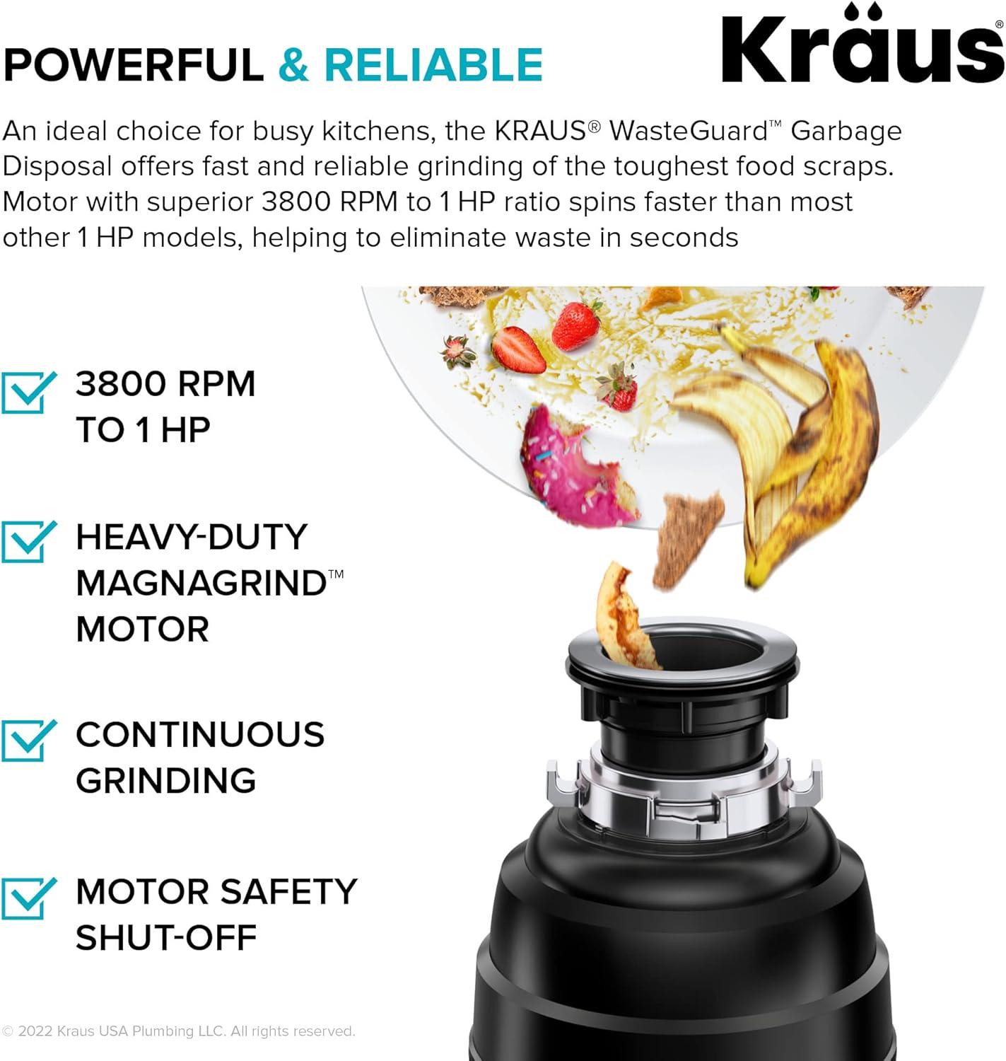 KRAUS Standard PRO™ Gauge Undermount Kitchen Sink with WasteGuard™ Garbage Disposal