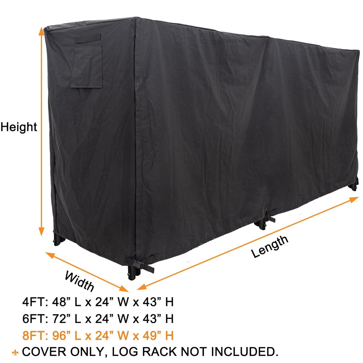 Himal 8ft Waterproof Firewood Cover, Heavy Duty 600D Oxford Outdoor Storage Wood Rack Cover with Buckle (Log Rack not Included)