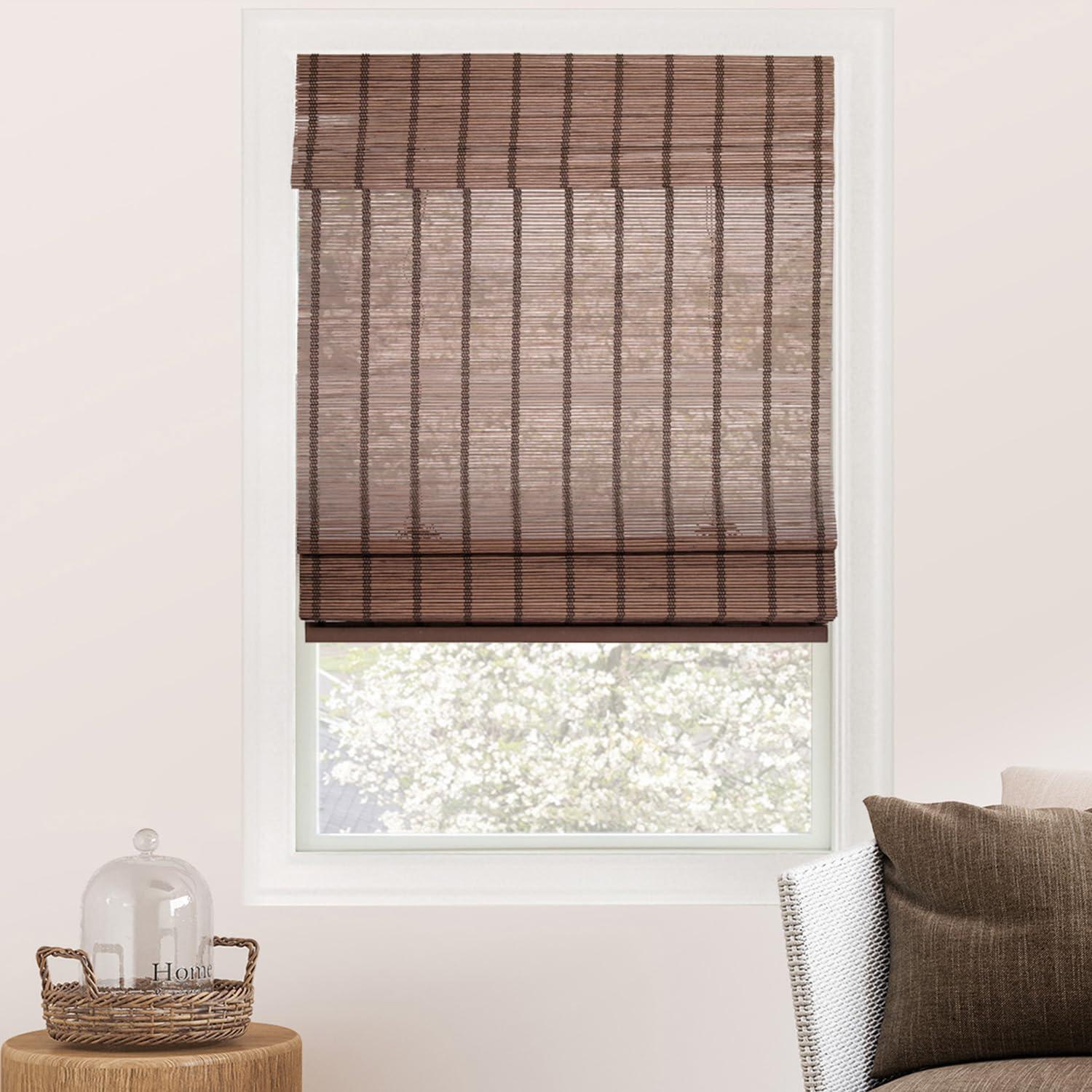 32"x64" Chicology Light Filtering Bamboo Roman Shade Bear Brown