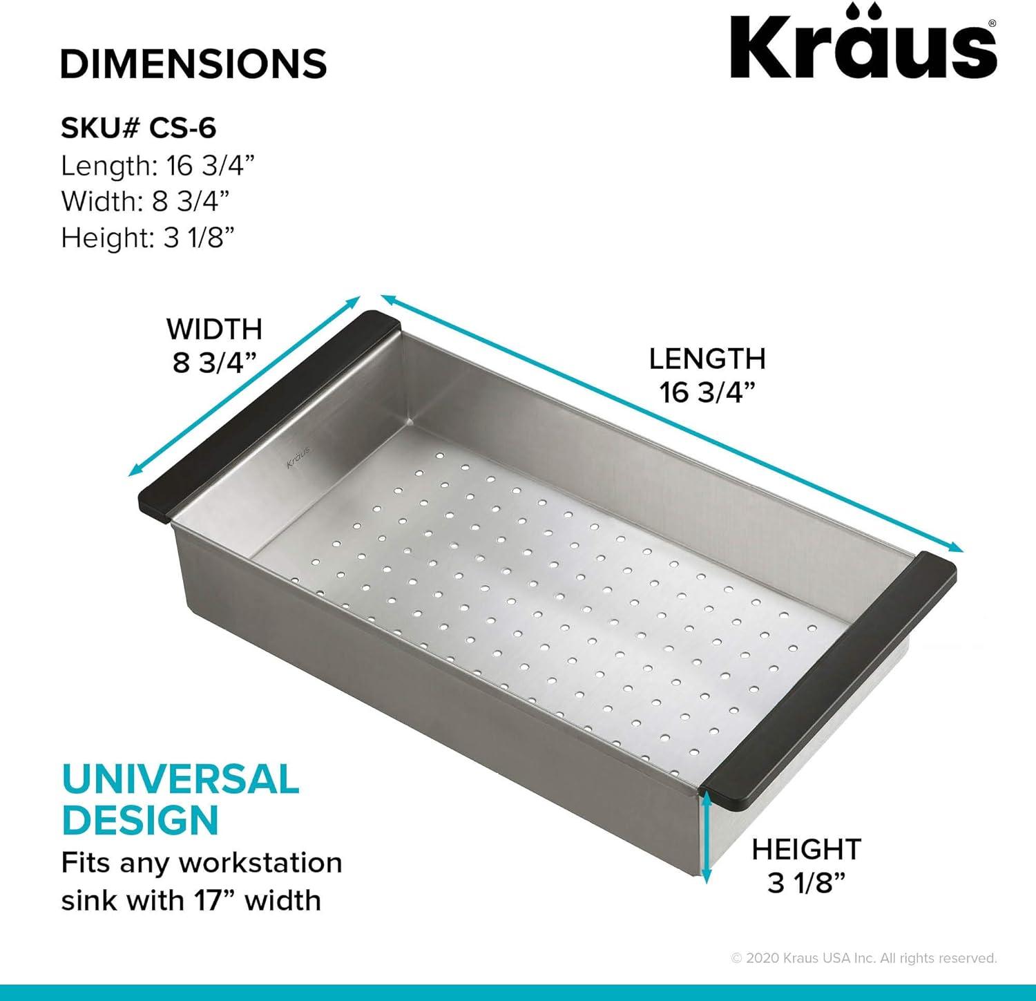 KRAUS Stainless Steel Colander for Workstation Kitchen Sink