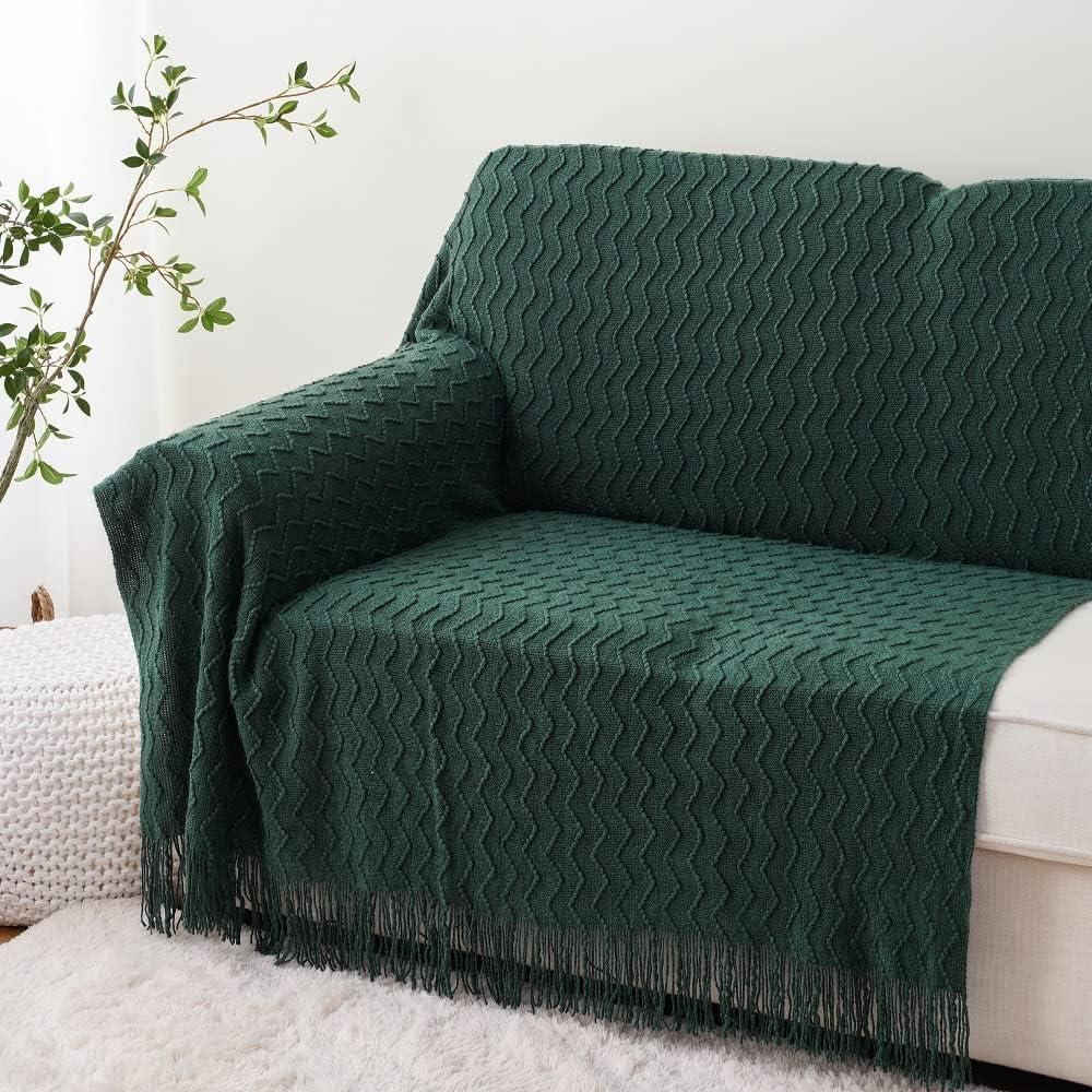 Battilo Green Throw Blanket for Couch, Textured Soft Green Blanket Throw,Dorm Essentials,50"x60"