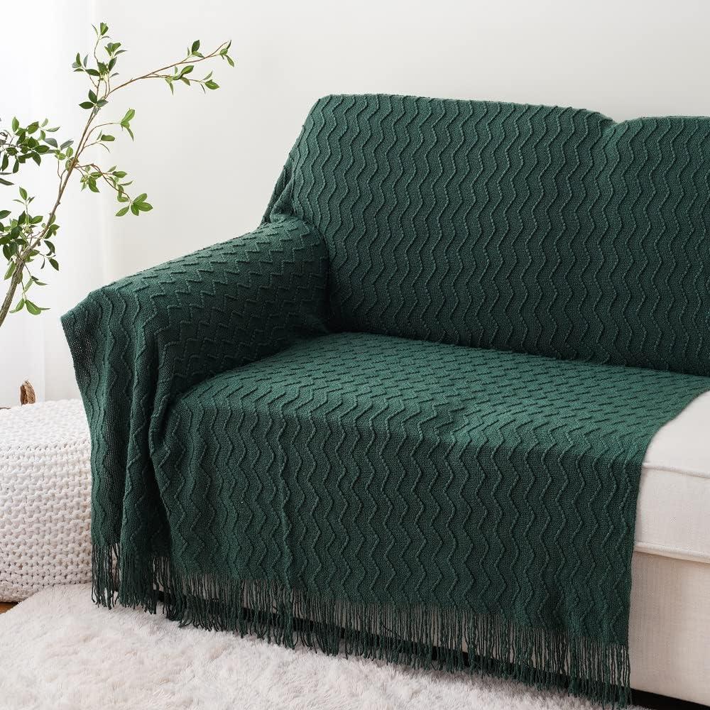 Battilo Home Throw Blanket for Couch, Textured Soft Throw Blankets, Decorative Knitted Blanket for Home Living Room Decor, 50"x60"