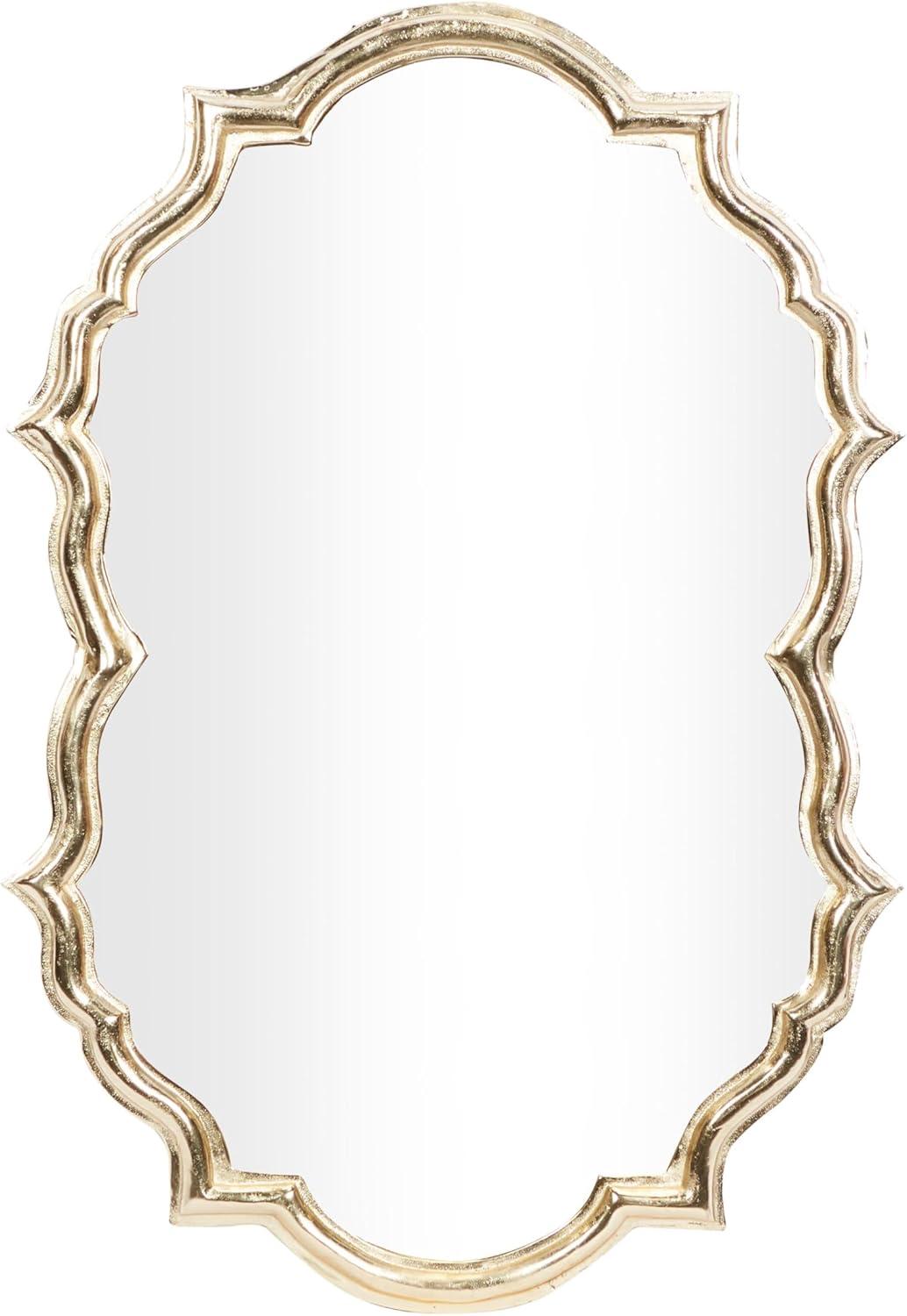 24.7" x 36" Gold Aluminum Scallop Edge Contemporary Wall Mirror