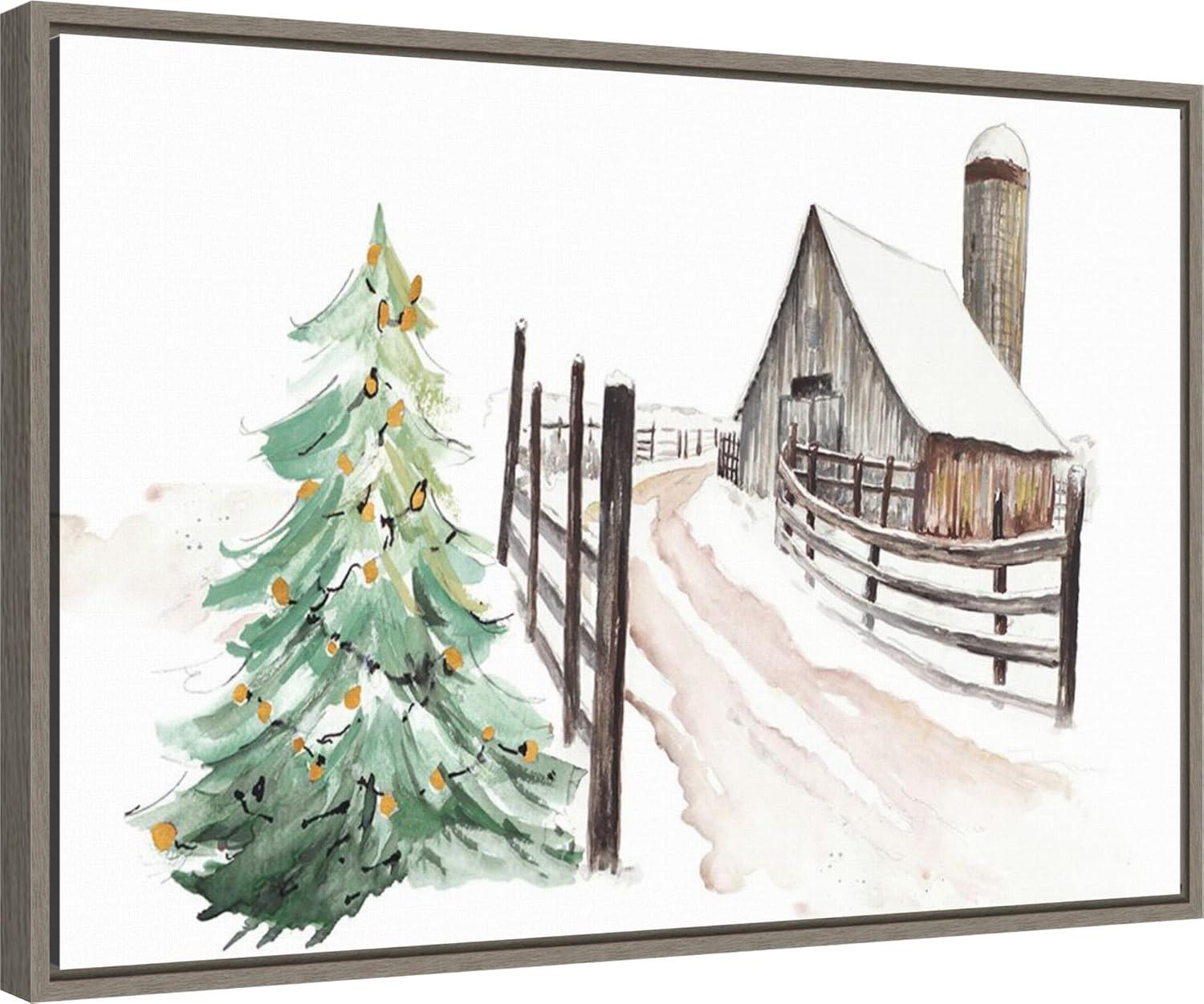 Amanti Art Snowy Vermont Farm by Patricia Pinto Framed Canvas Wall Art