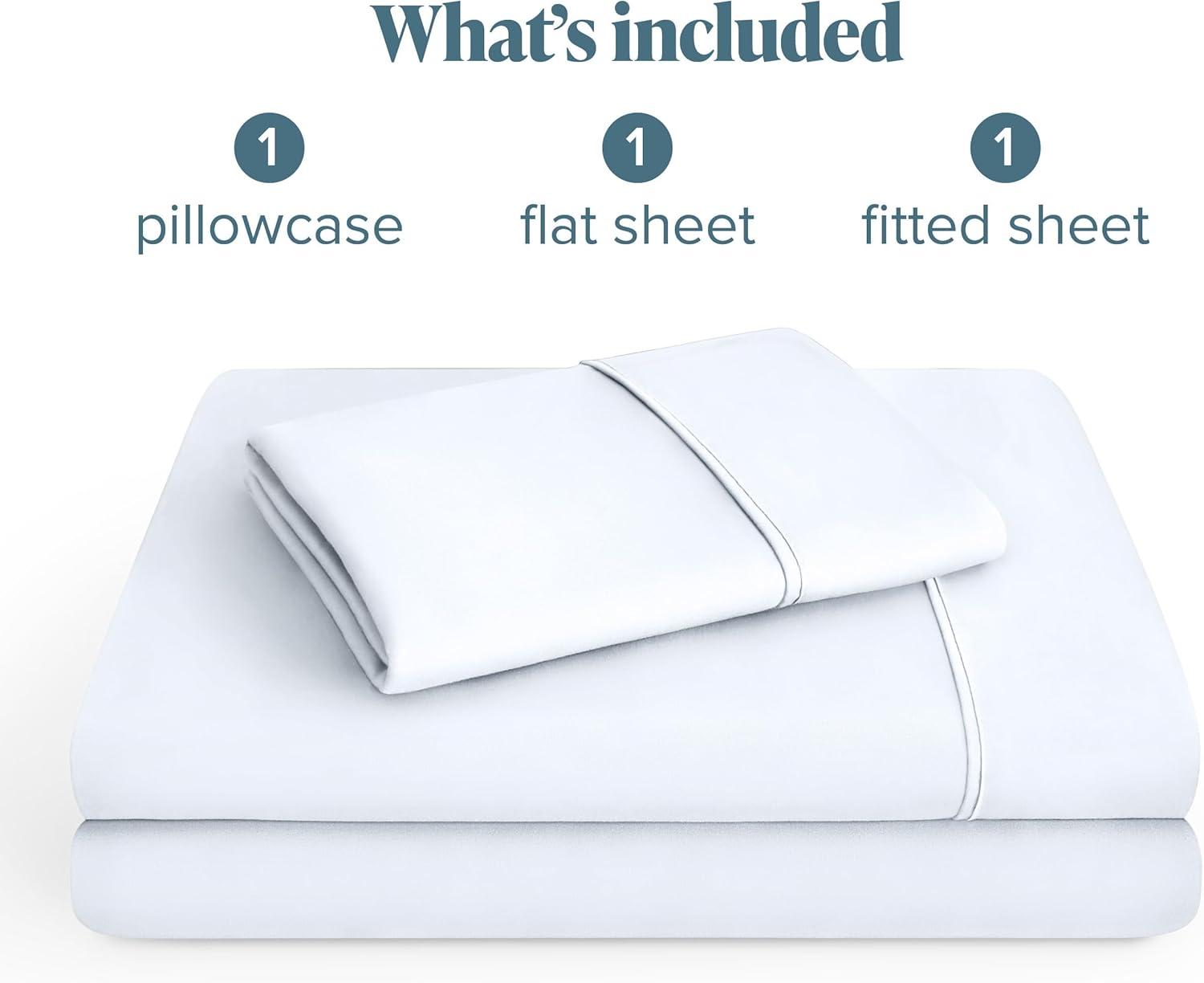 Twin White 3 Piece Ultra-Soft Double Brushed Sheet Set by Bare Home