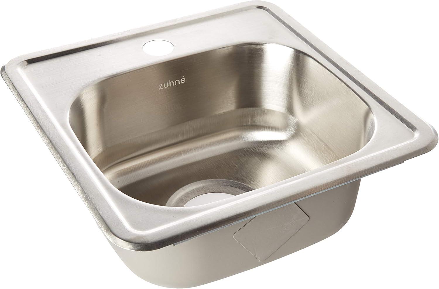 15x15 Brushed Stainless Steel Single Bowl Bar Sink