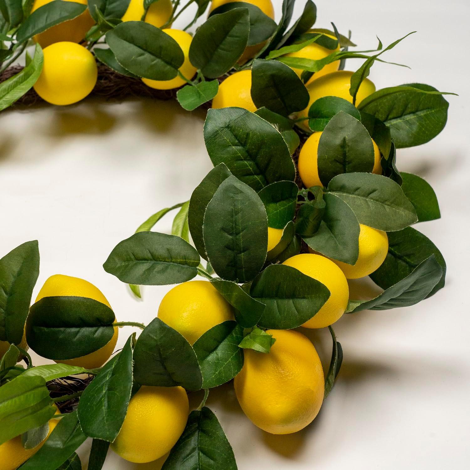 20'' Yellow Lemon and Green Leaf Artificial Wreath